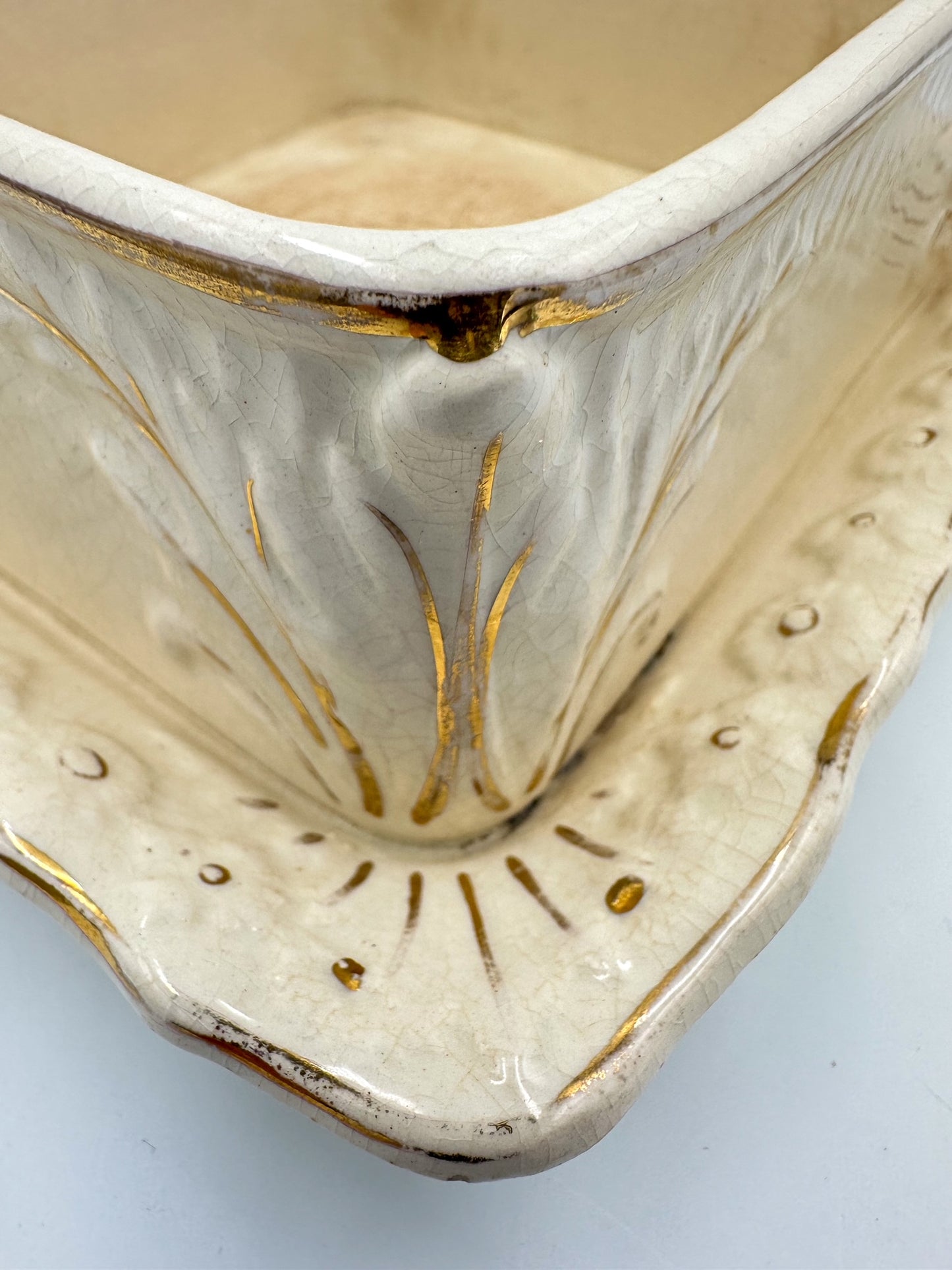 Victorian Cream & Gold Sardine Dish