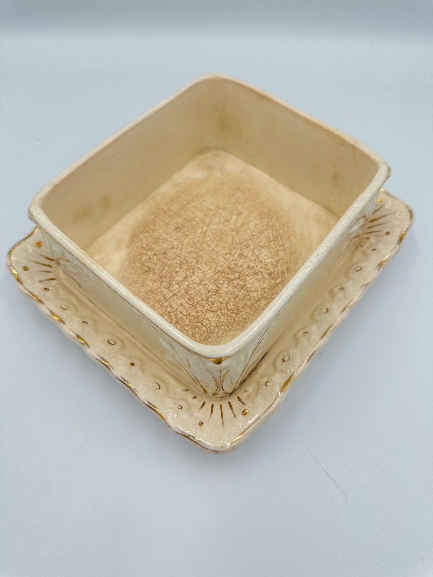 Victorian Cream & Gold Sardine Dish