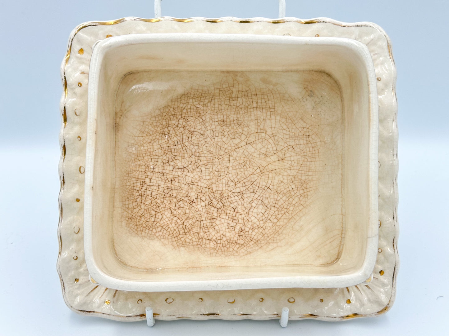 Victorian Cream & Gold Sardine Dish