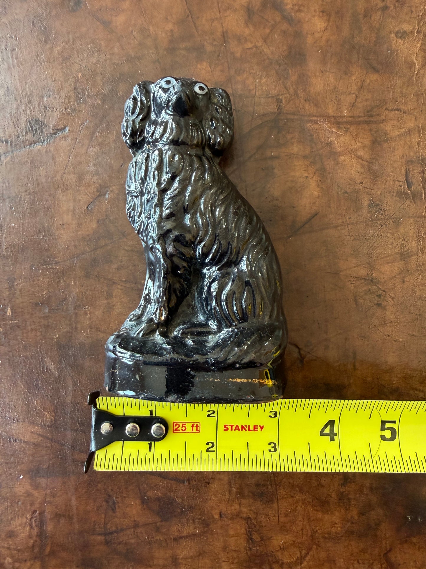 Genuine Miniature Jackfield Staffordshire Spaniel on Base
