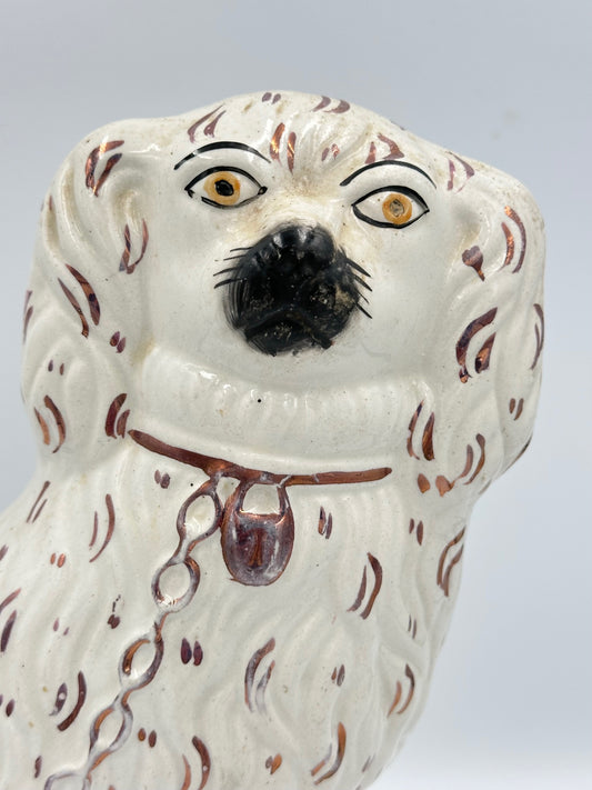 Single Pink Luster Staffordshire Dog C. 1870