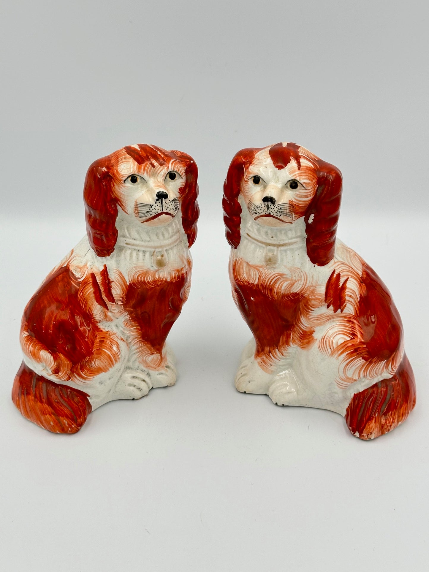 Small Pair of Red Staffordshire Dogs C. 1860s