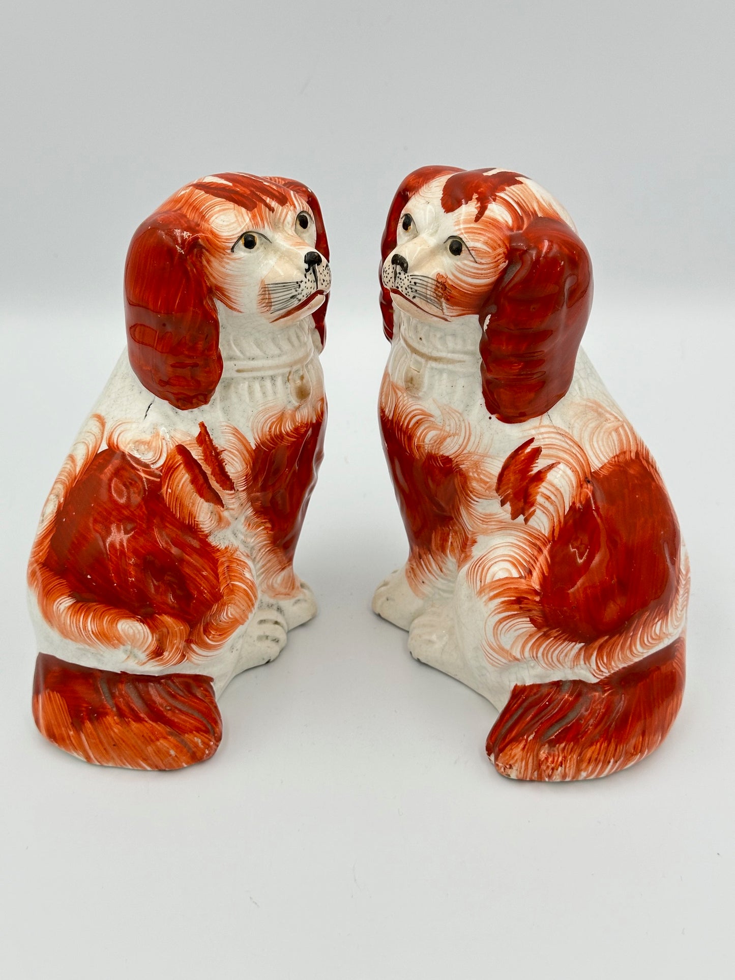 Small Pair of Red Staffordshire Dogs C. 1860s