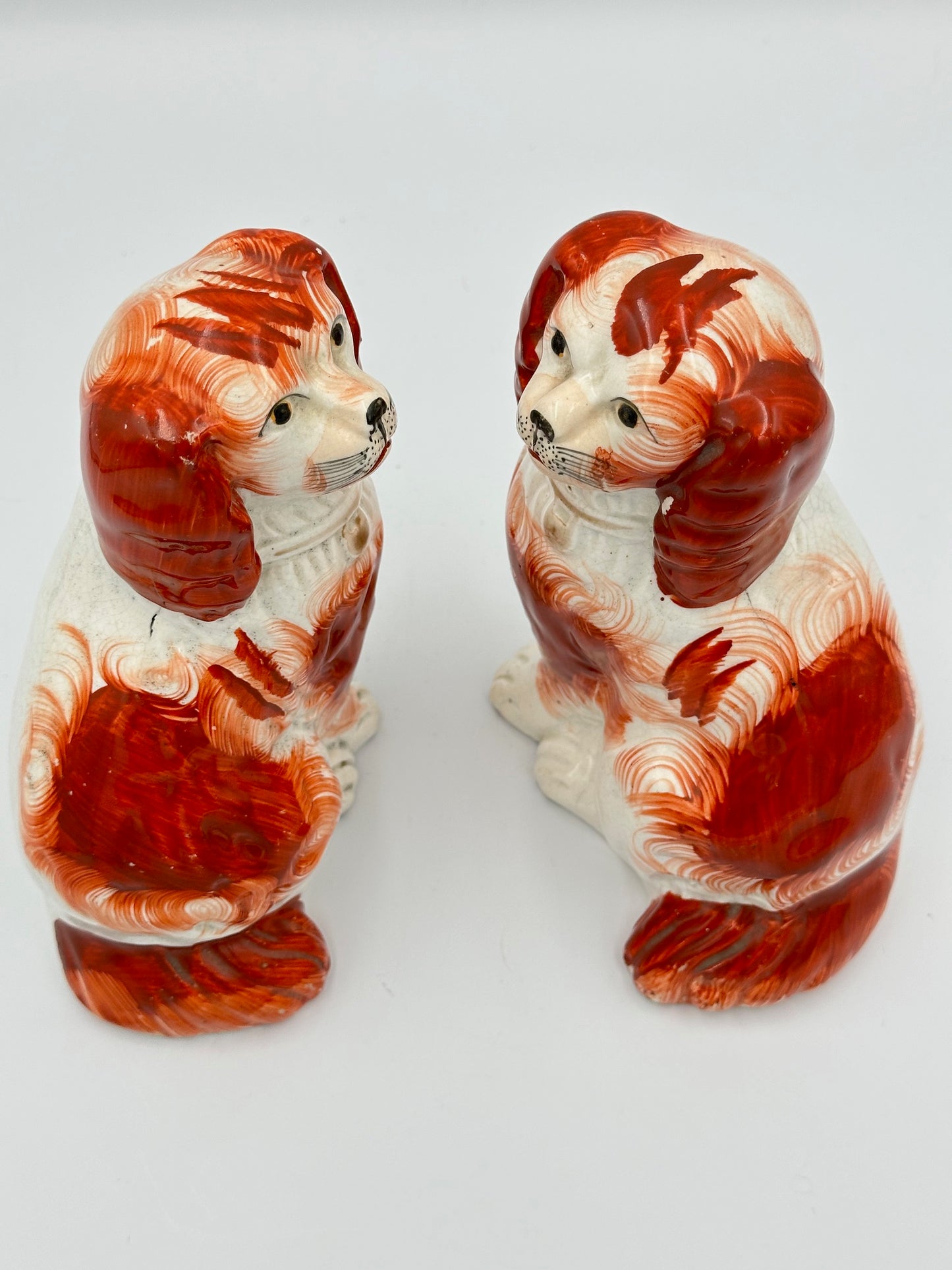 Small Pair of Red Staffordshire Dogs C. 1860s