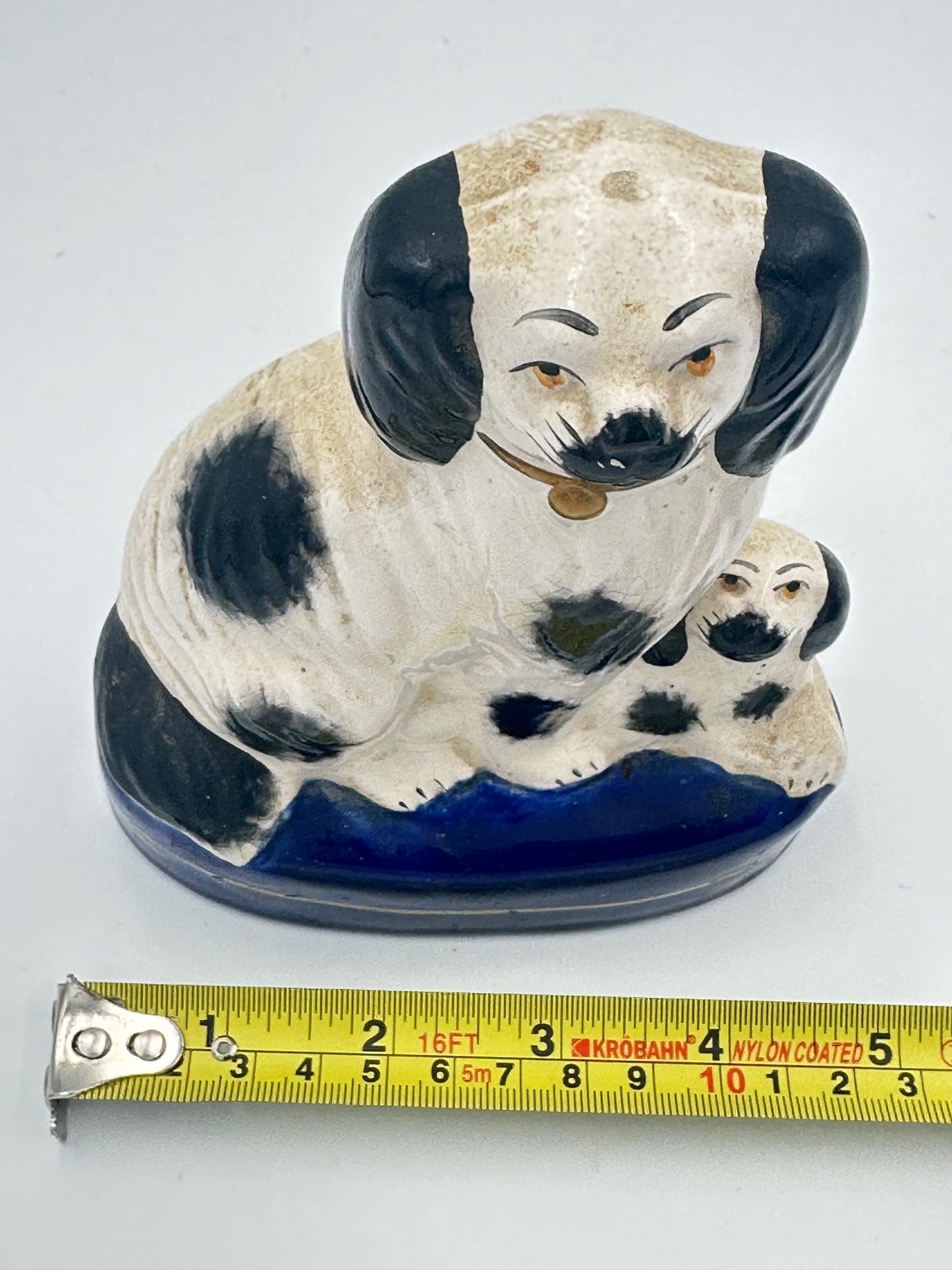 Puppy & Mother Staffordshire Dog on Cobalt Blue Base