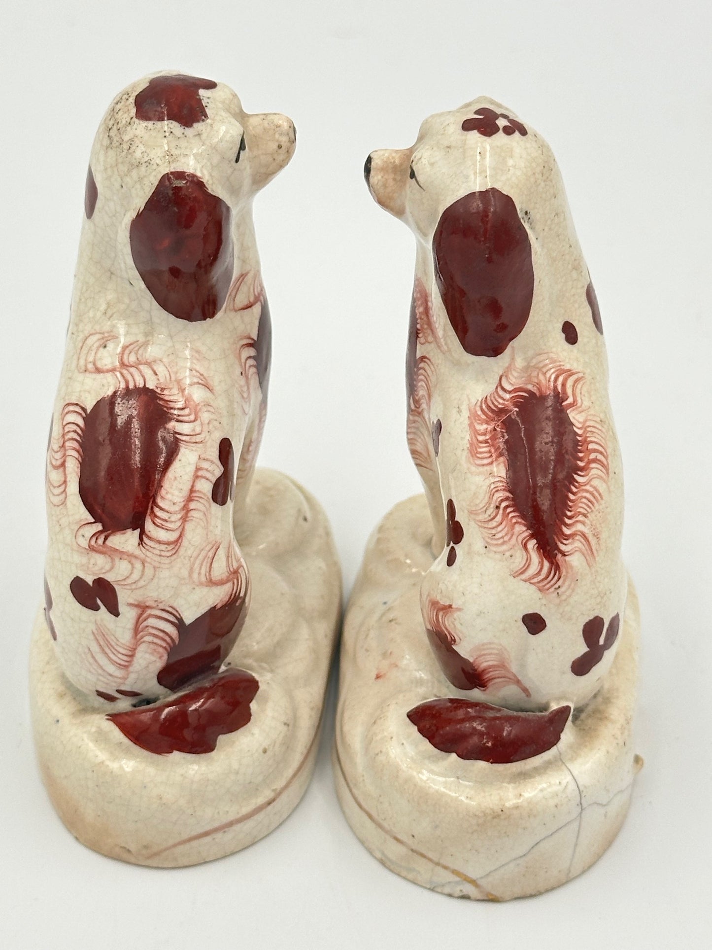 Miniature Mounted Red Staffordshire Dogs