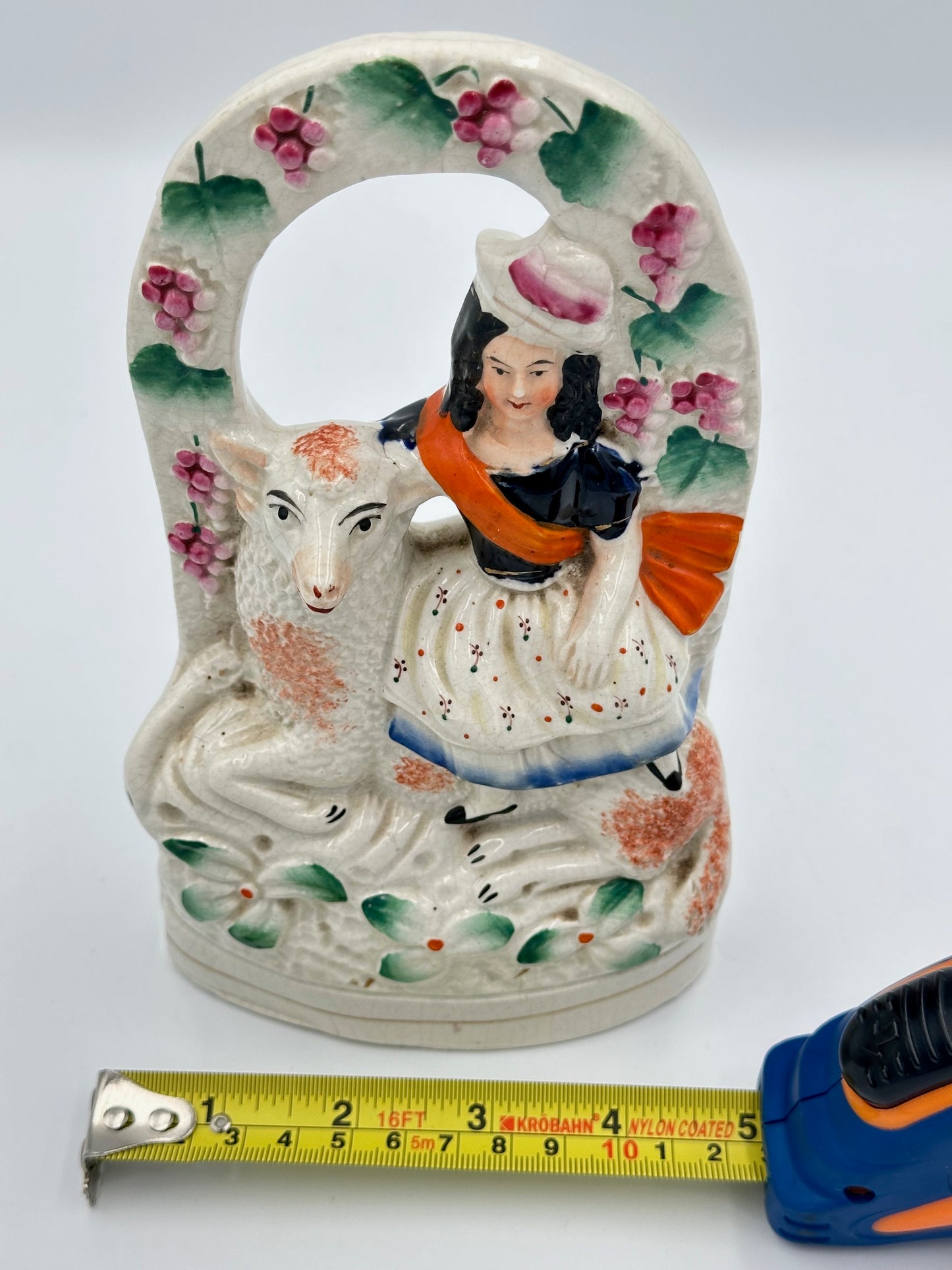 Girl & Sheep Staffordshire Flatback