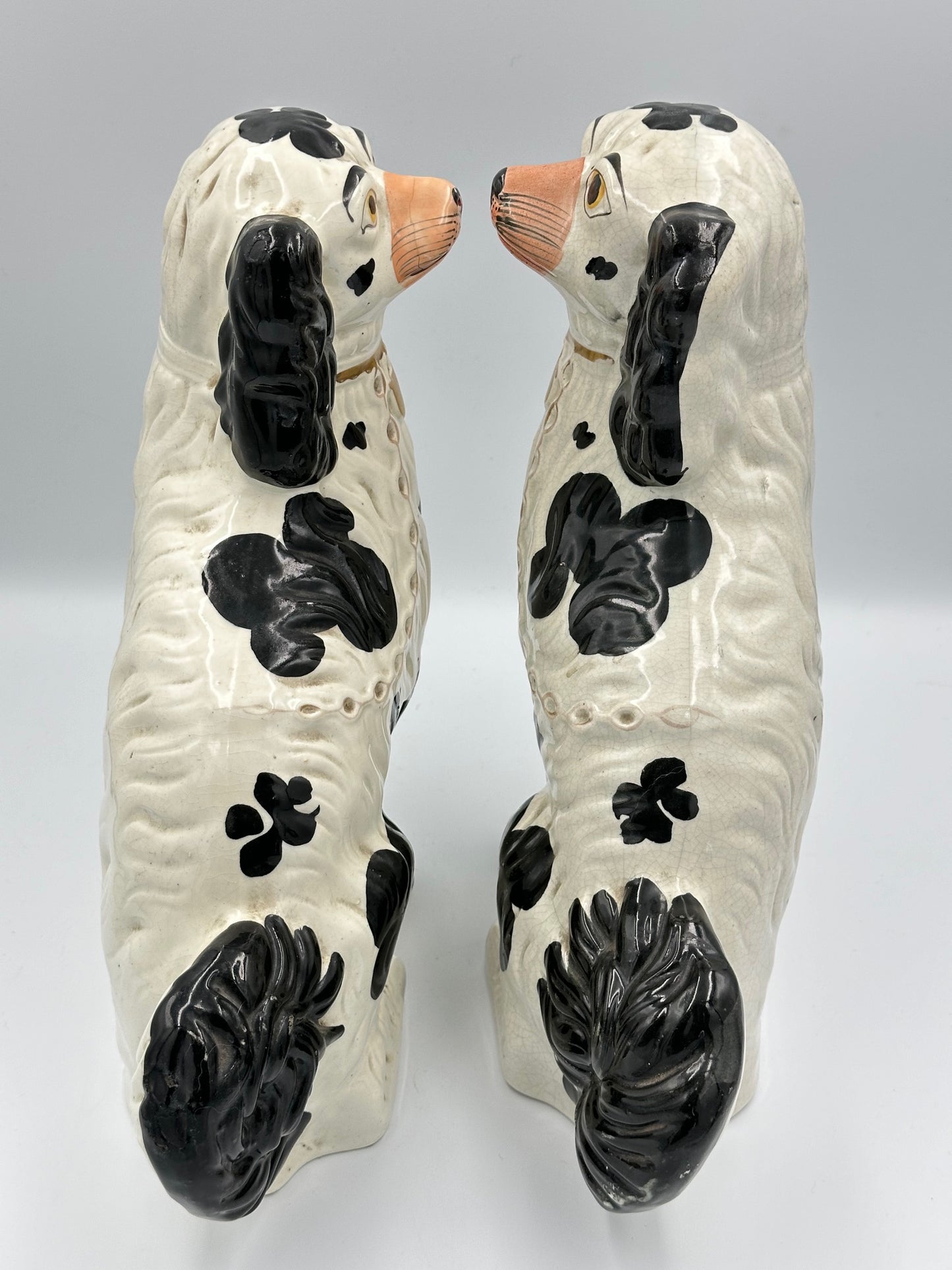 Large Black & White Staffordshire Dogs
