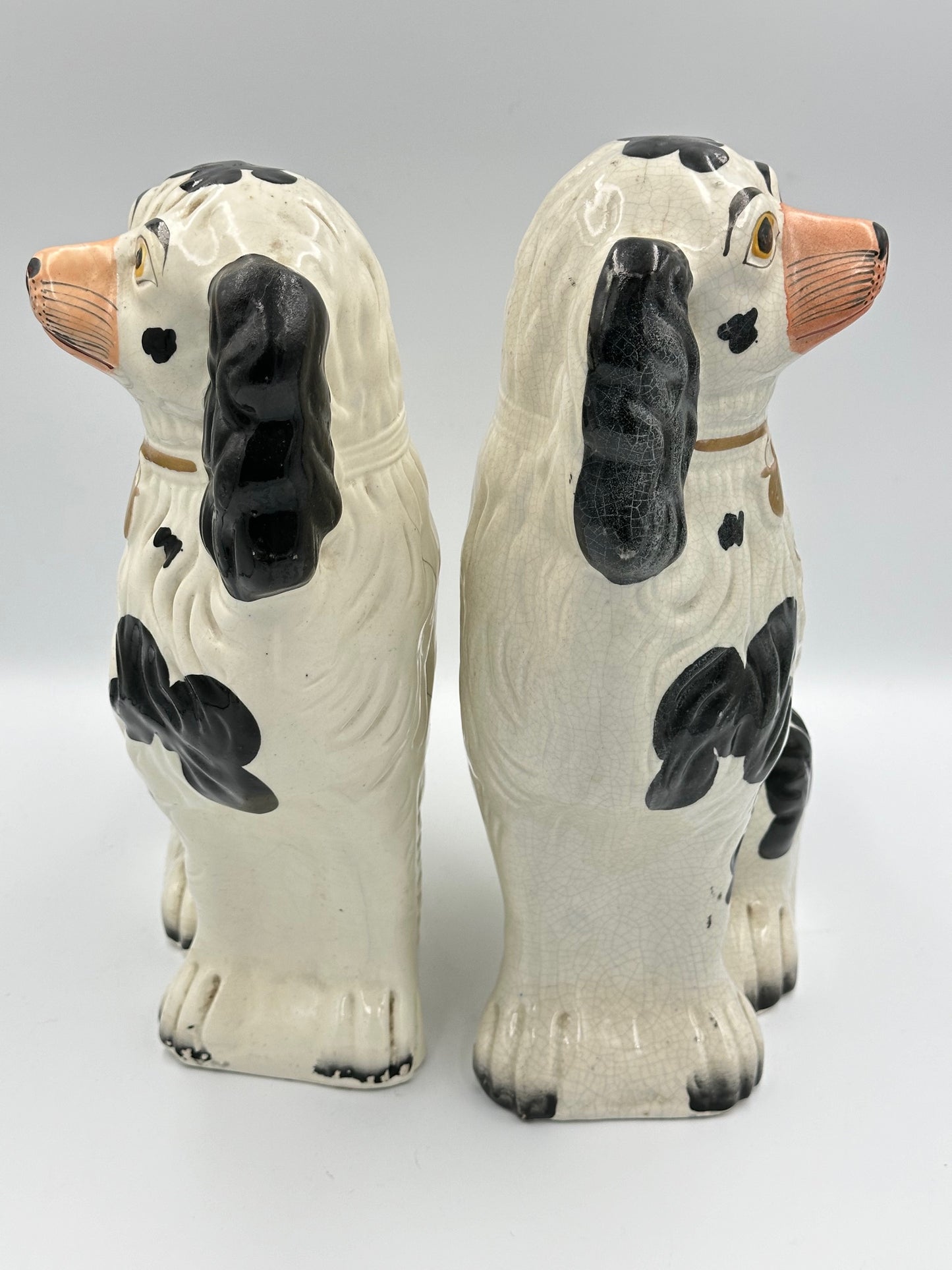Large Black & White Staffordshire Dogs