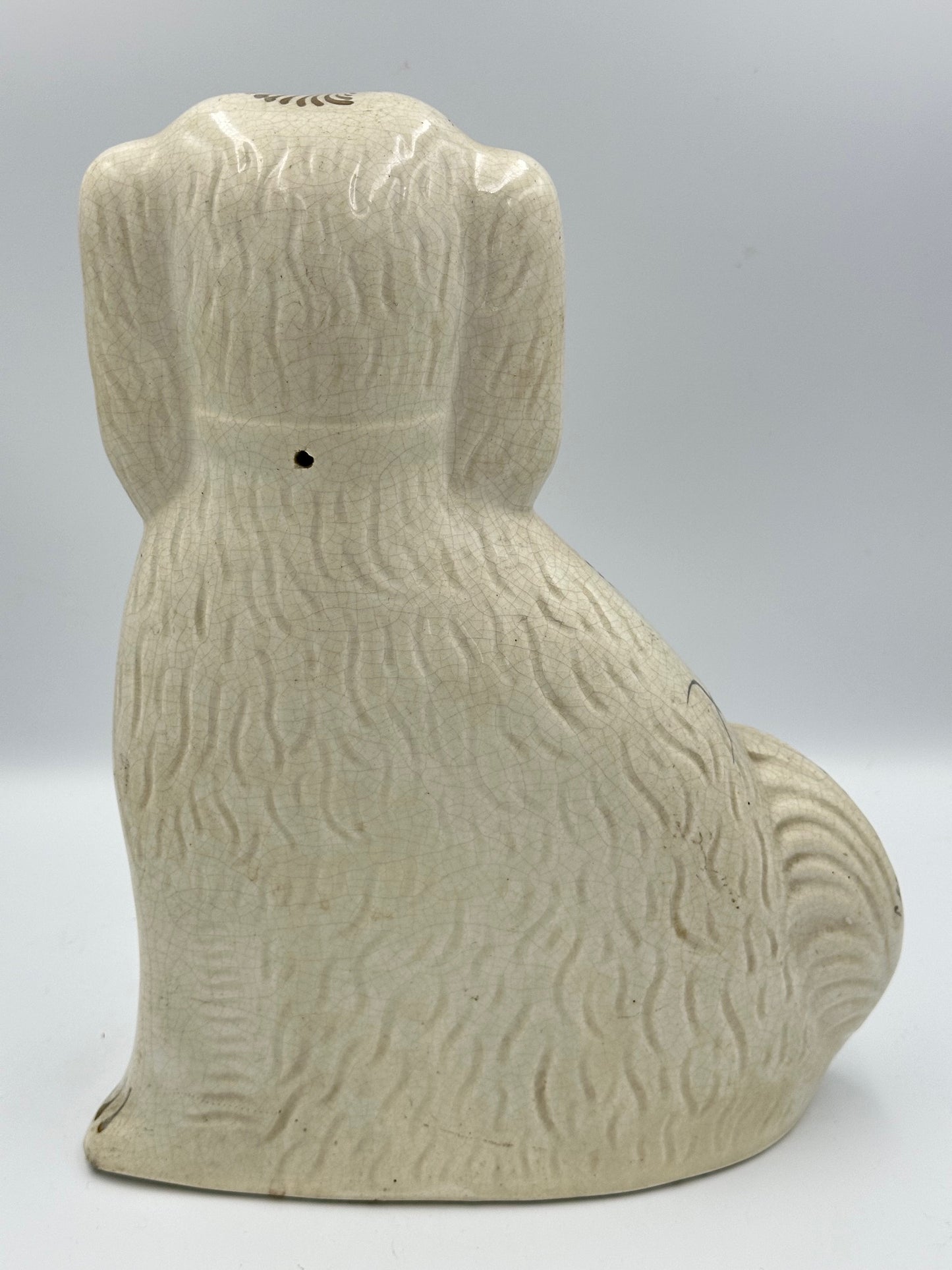 Large White & Gold "Fanned" Staffordshire Dogs
