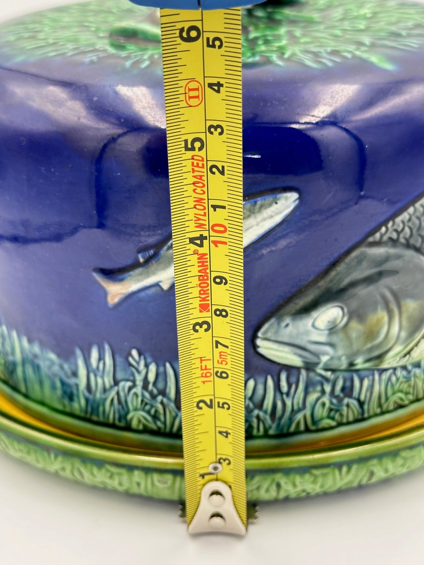 Adams & Bromley Majolica Fish Cheese Dome