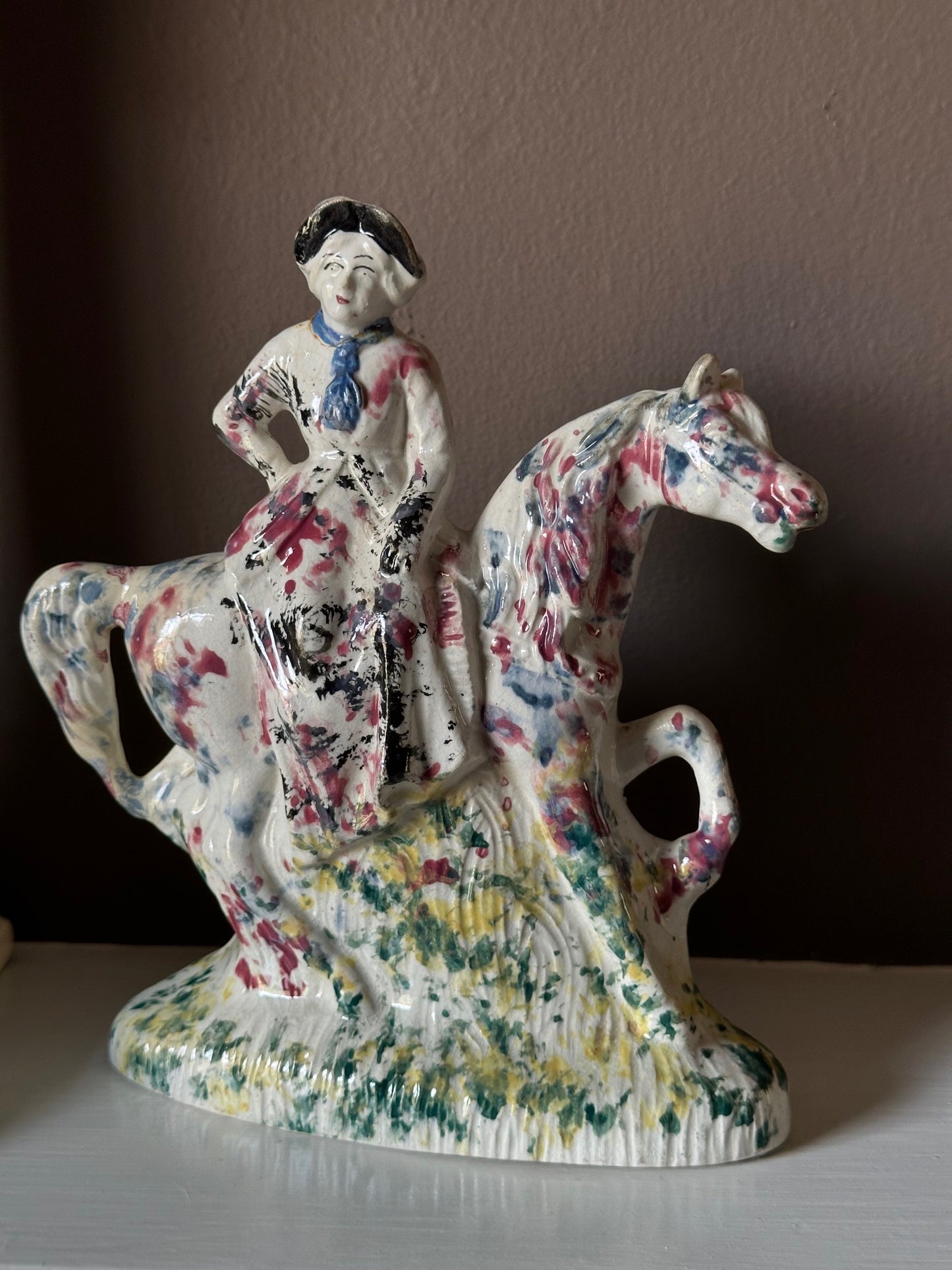 Spongeware Woman on Horse