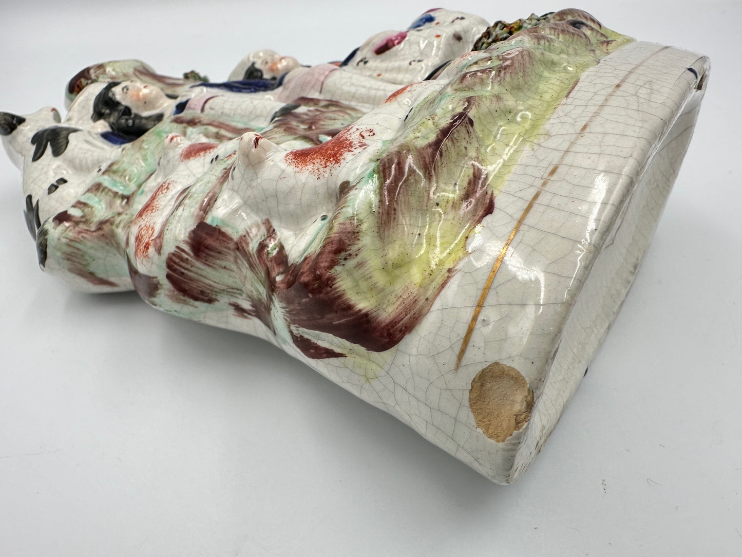 Children with Dog & Lambs Staffordshire Spill Vase