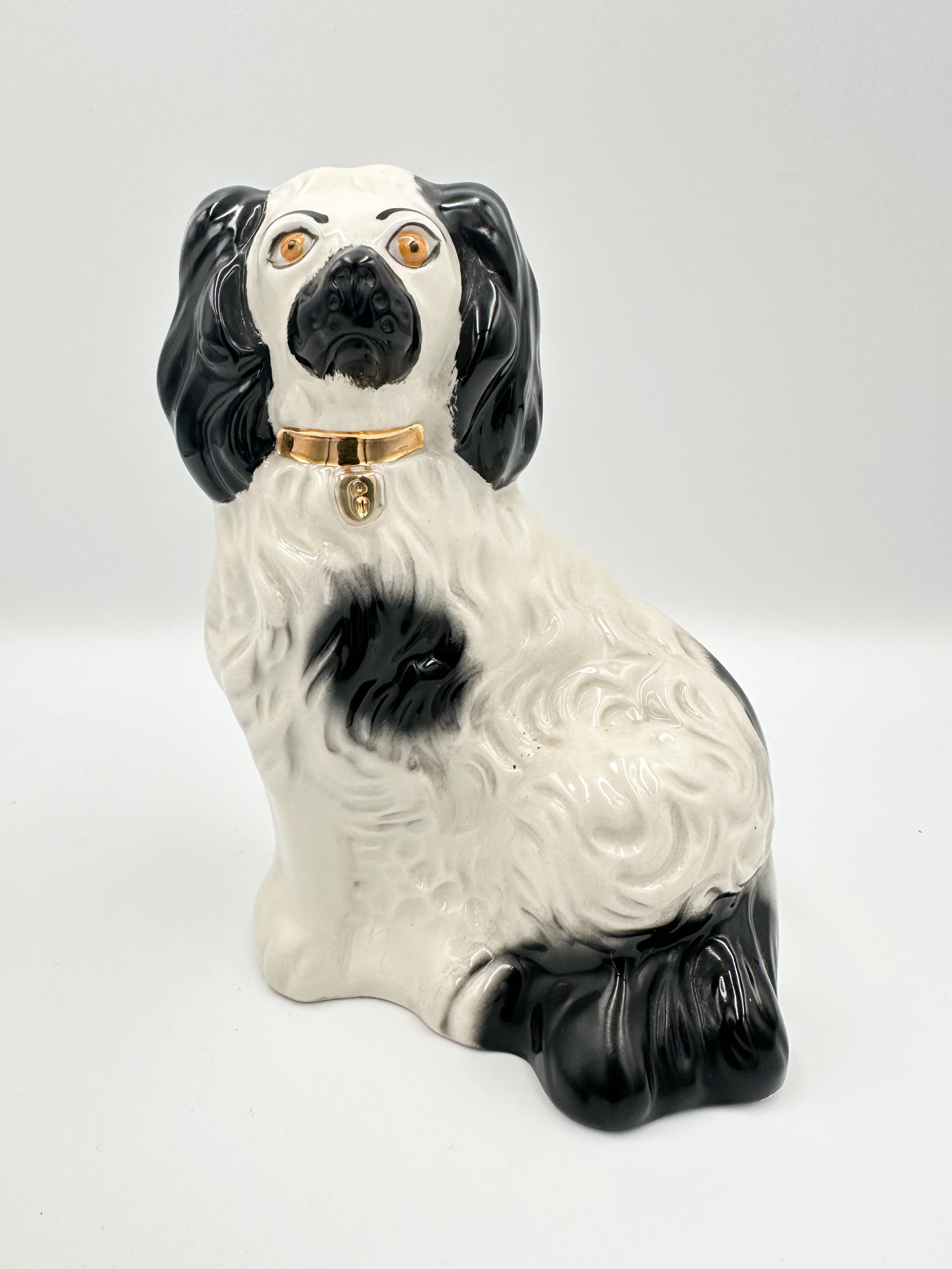 Modern Pair Beswick Black & White Staffordshire Spaniels