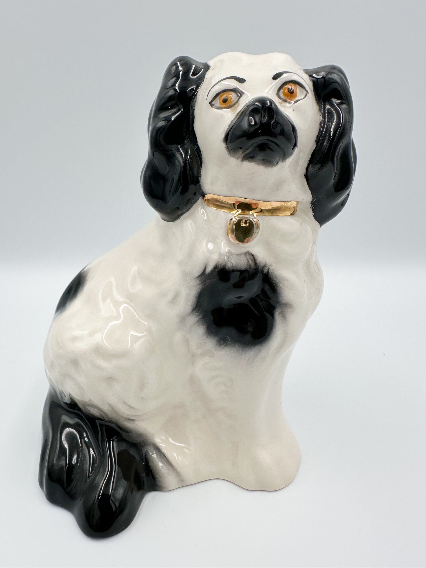 Modern Pair Beswick Black & White Staffordshire Spaniels