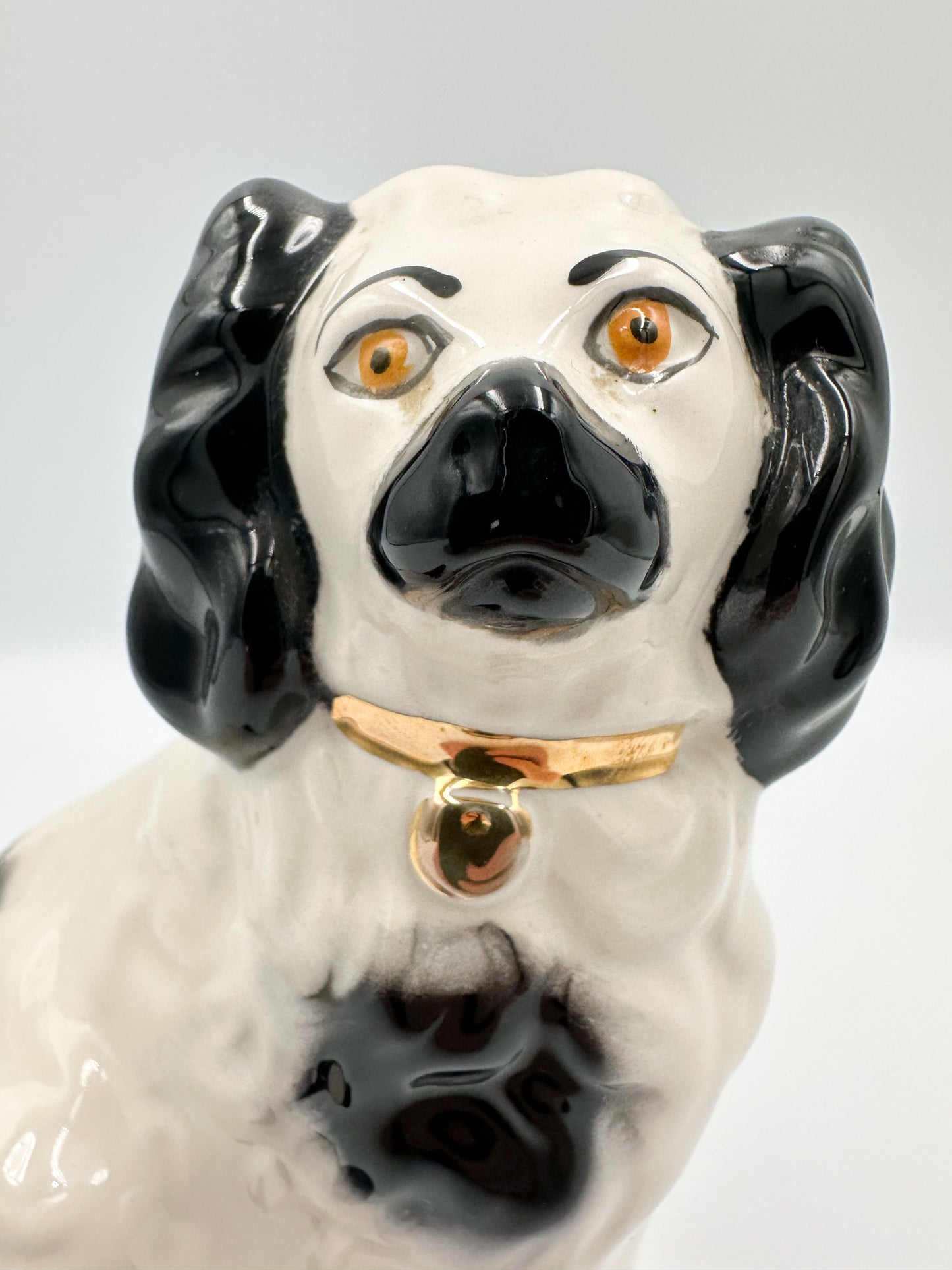 Modern Pair Beswick Black & White Staffordshire Spaniels