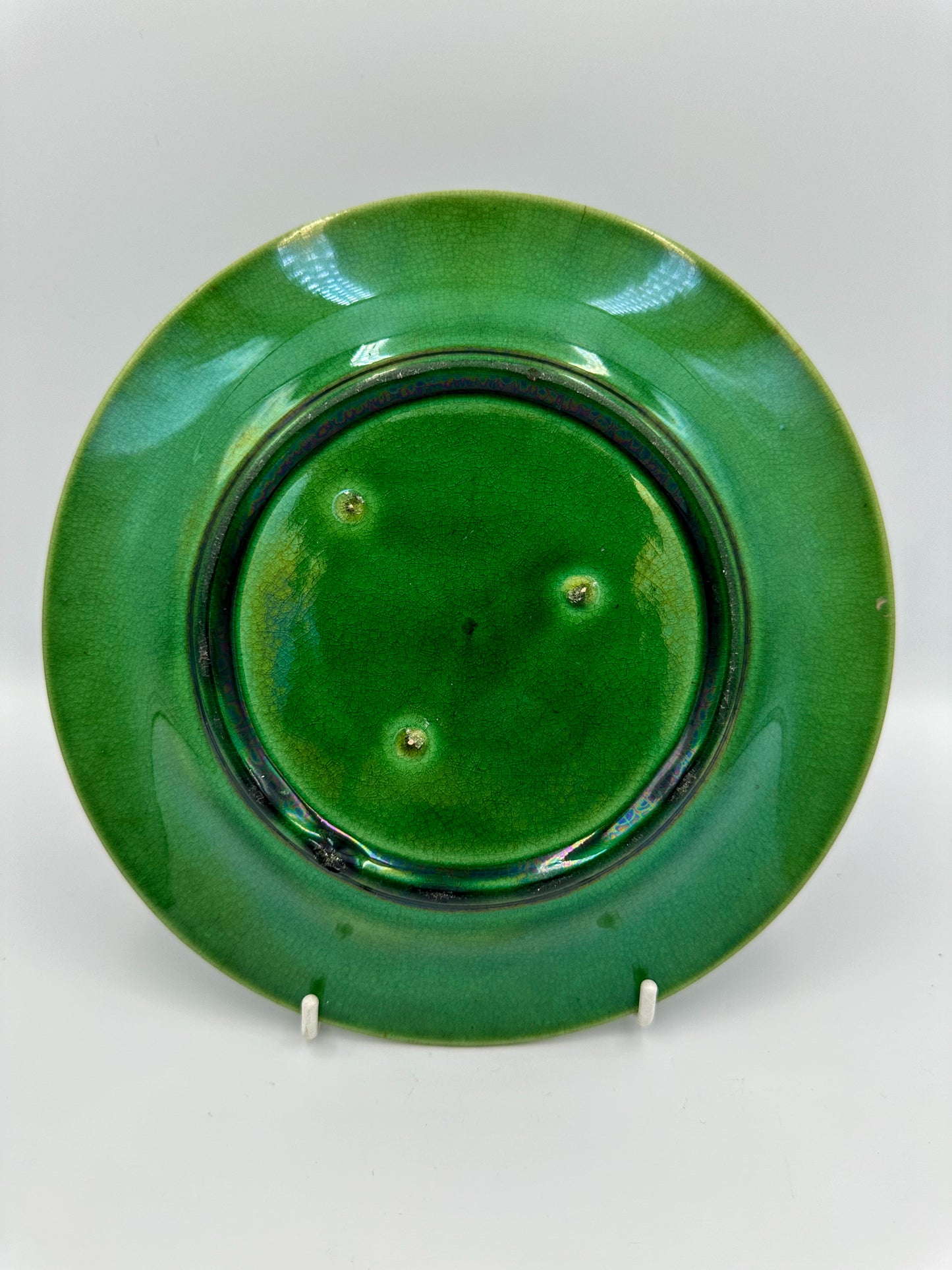 19th Century Majolica Green Vine Leaf Plate