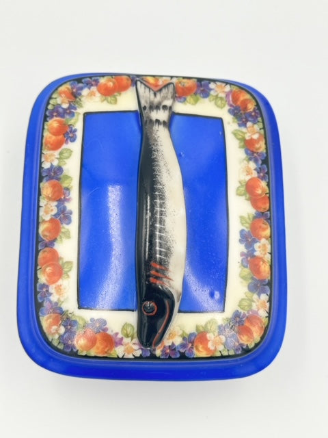 Czechoslovakian Blue Floral Sardine Dish