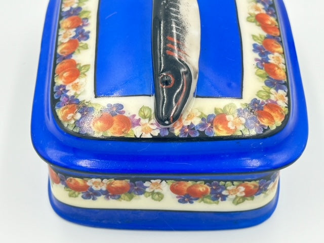 Czechoslovakian Blue Floral Sardine Dish