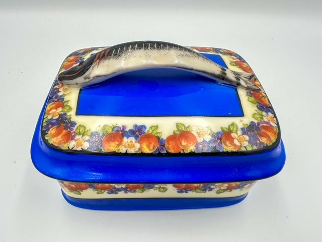 Czechoslovakian Blue Floral Sardine Dish