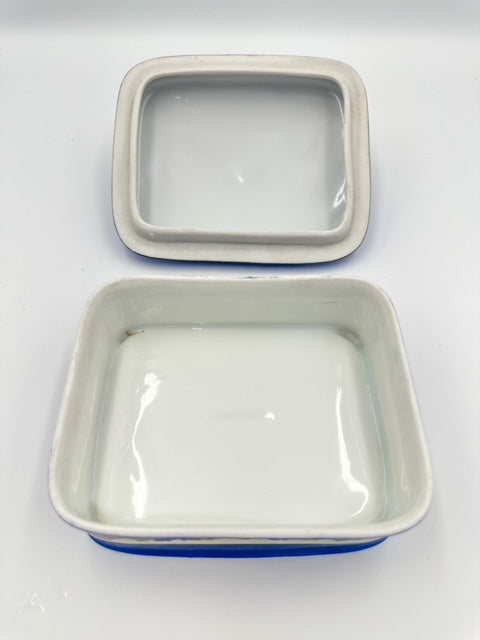 Czechoslovakian Blue Floral Sardine Dish