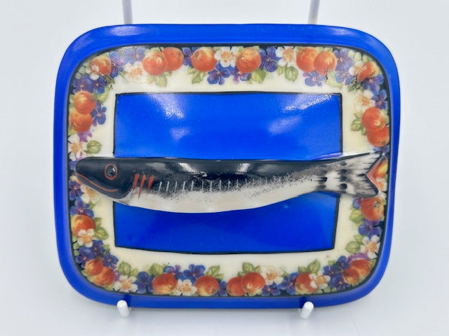 Czechoslovakian Blue Floral Sardine Dish