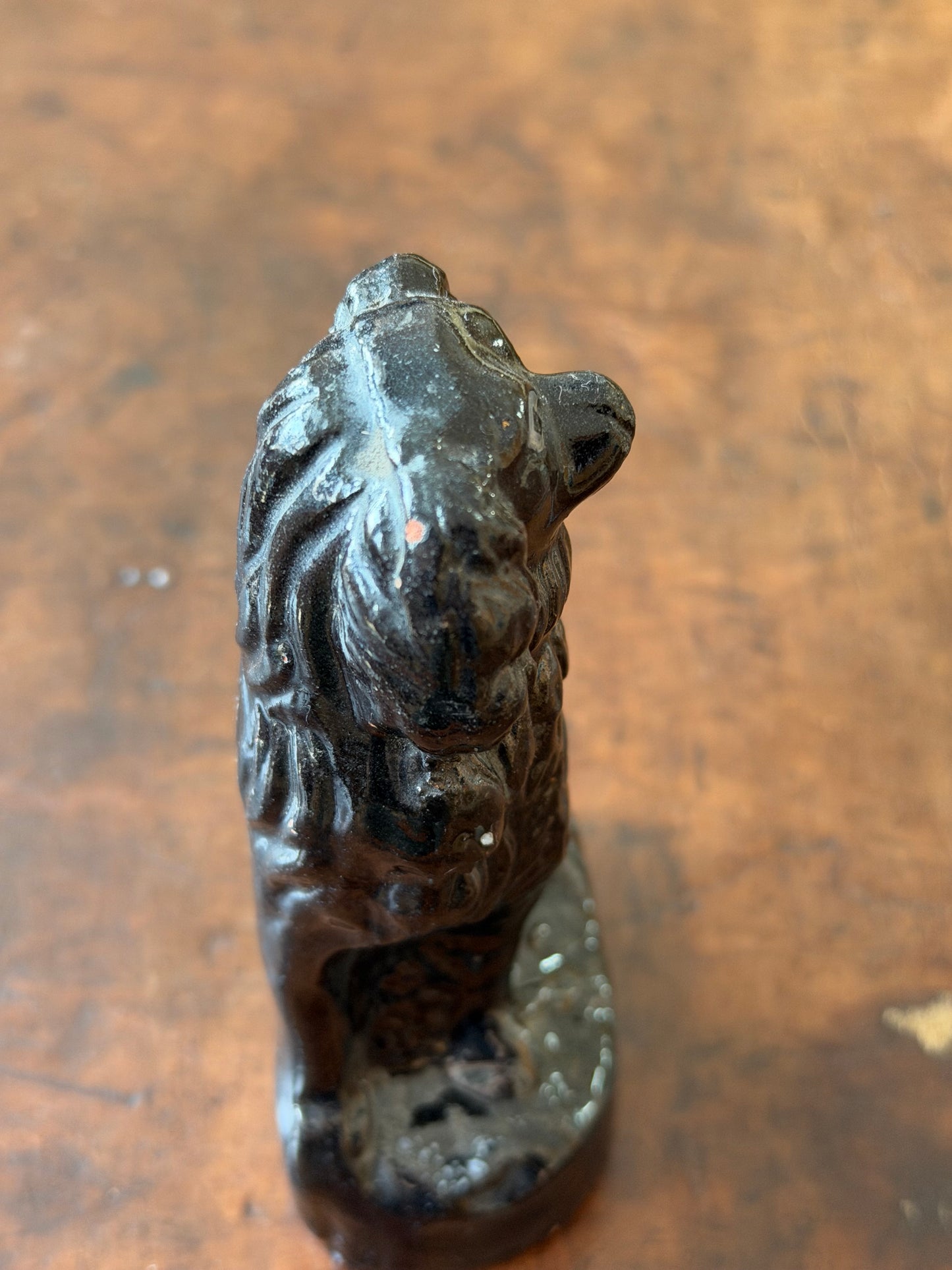 Genuine Miniature Jackfield Staffordshire Spaniel on Base