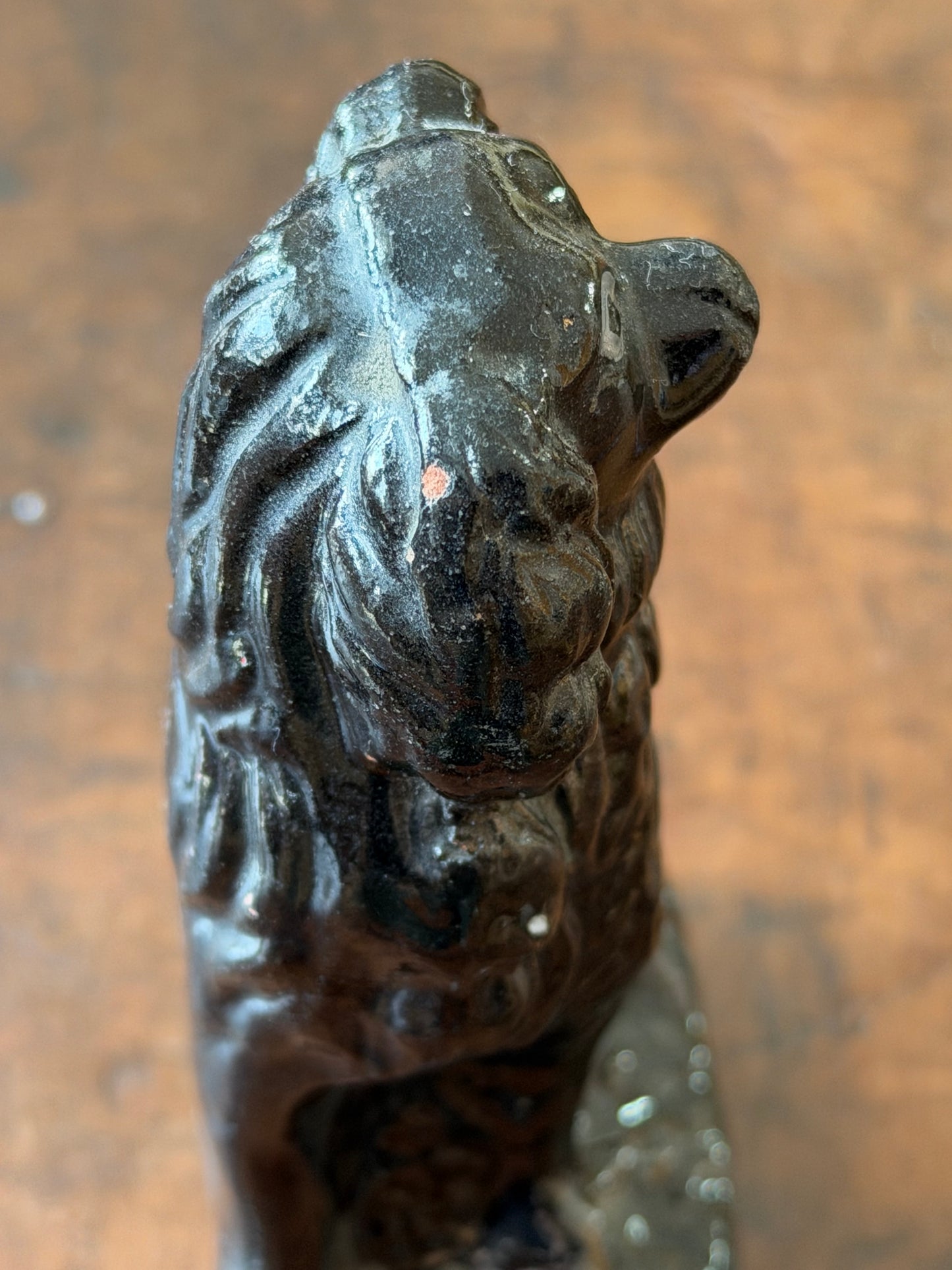 Genuine Miniature Jackfield Staffordshire Spaniel on Base
