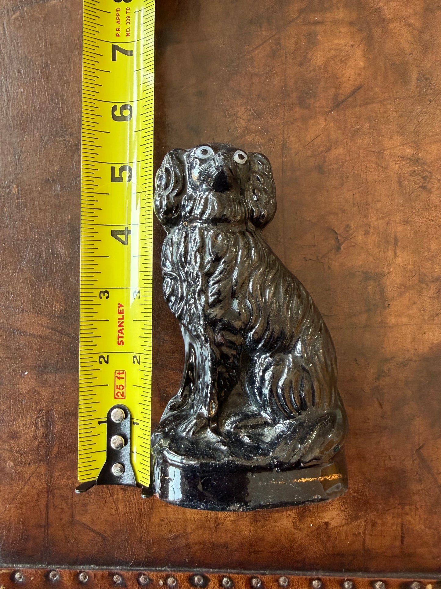 Genuine Miniature Jackfield Staffordshire Spaniel on Base