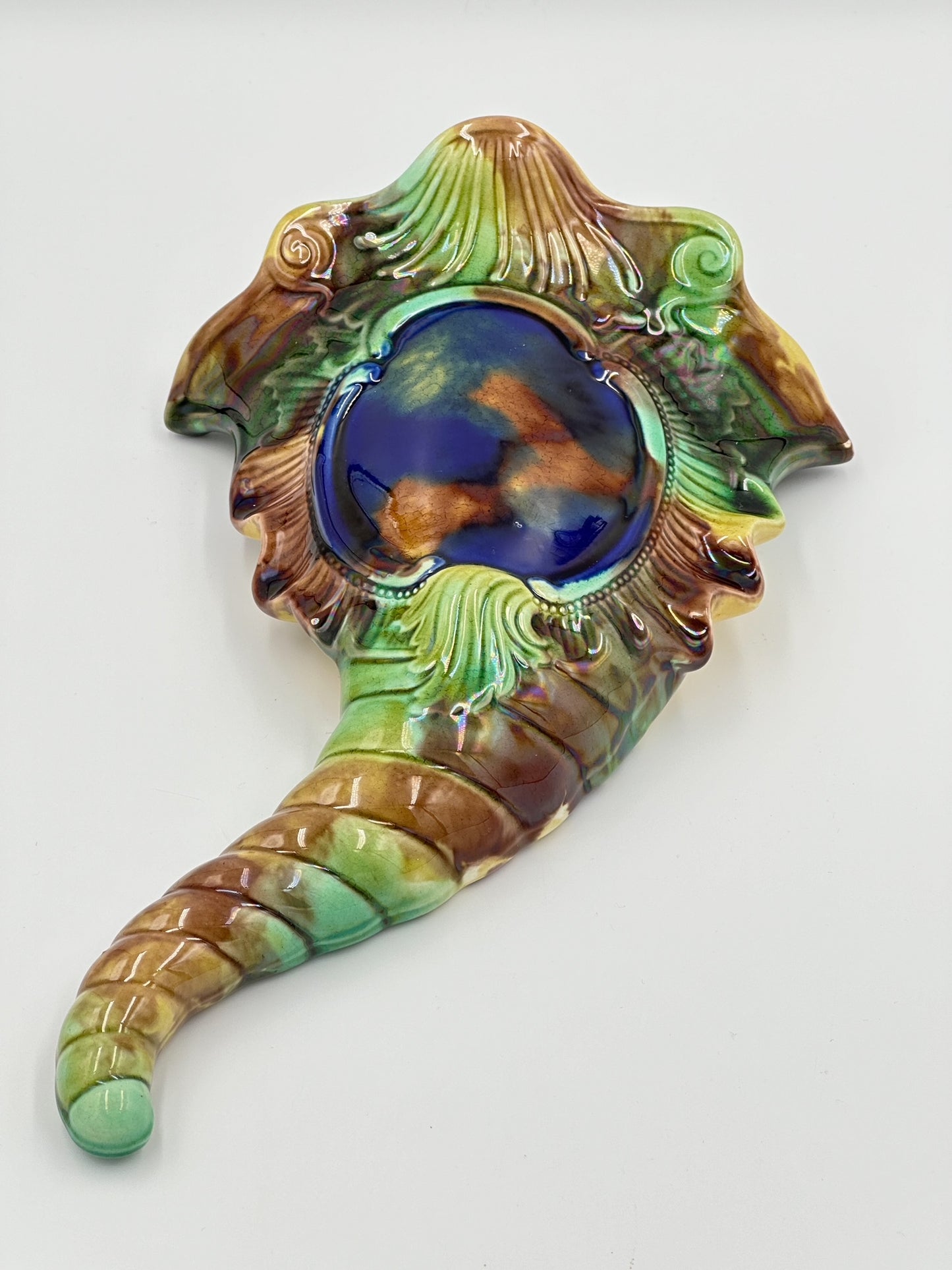 Victorian Cornucopia Majolica Wall Pocket