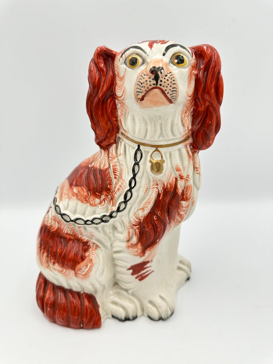 Dark Red Staffordshire Dog Single, 1860