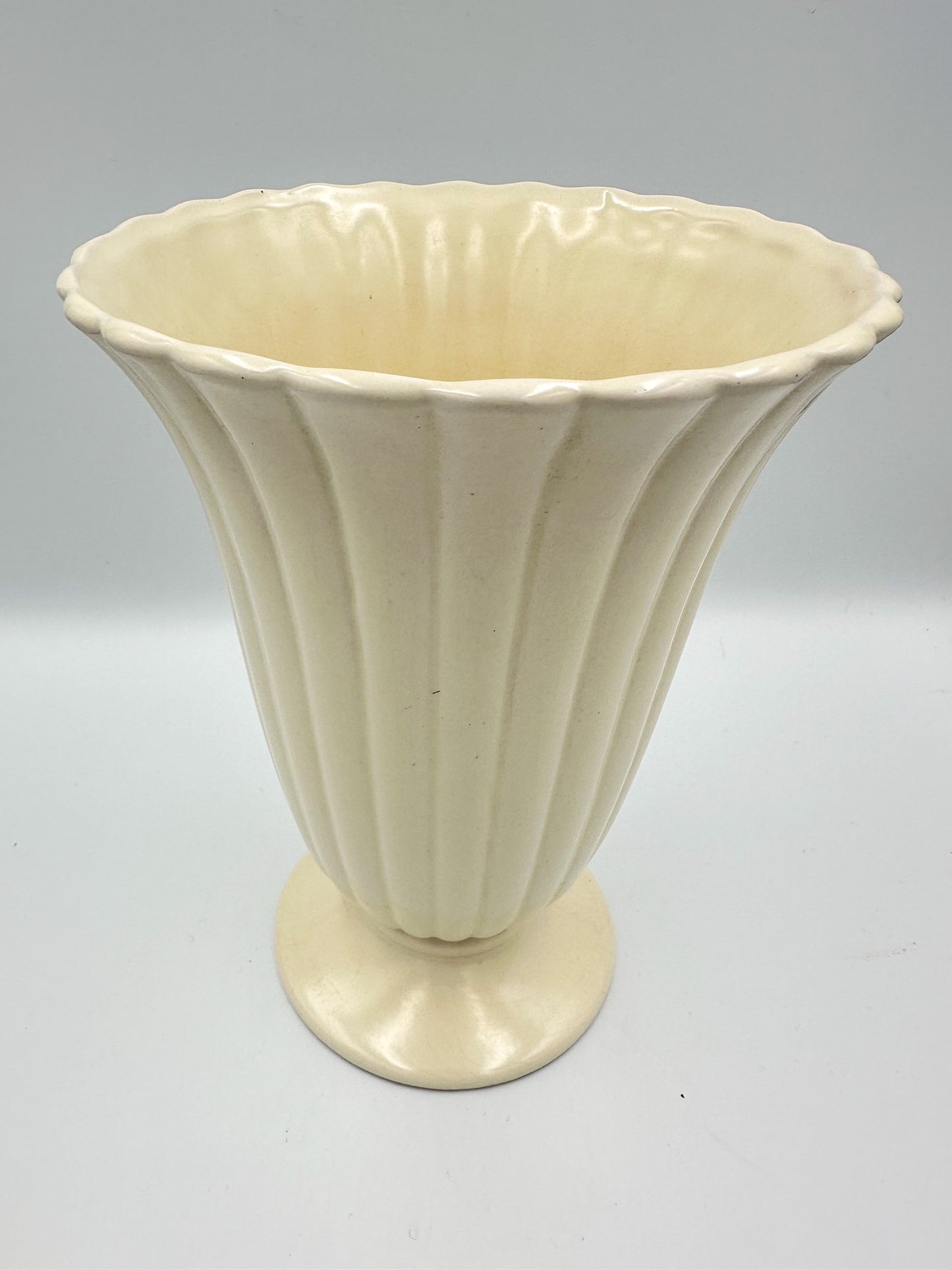 Dartmouth Devon Pottery Vintage Ribbed Creamware Vase