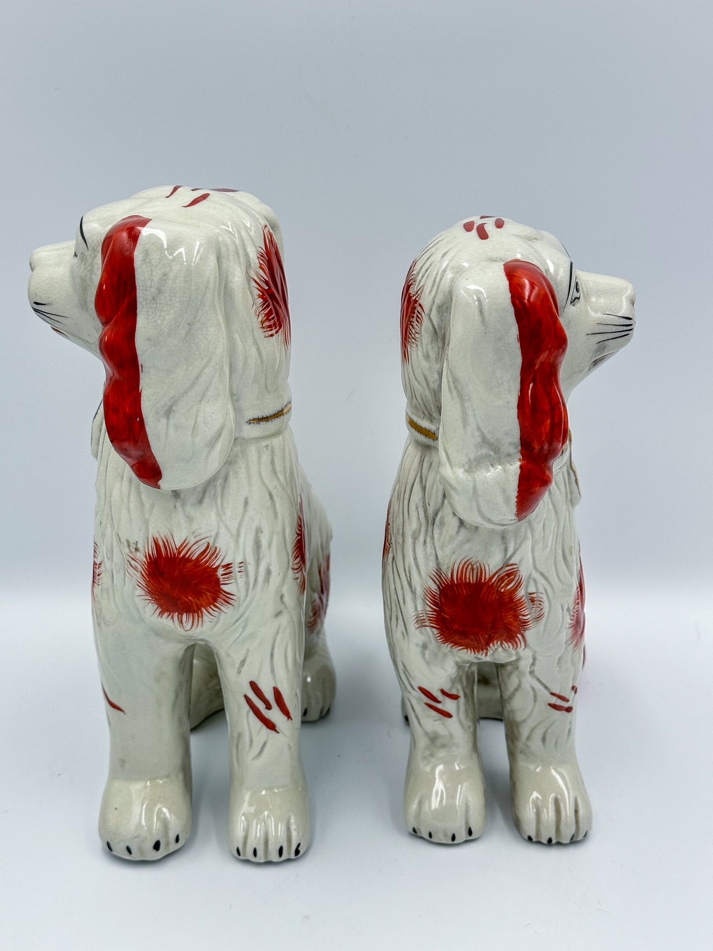 Red & White Staffordshire Dogs with Separate Feet