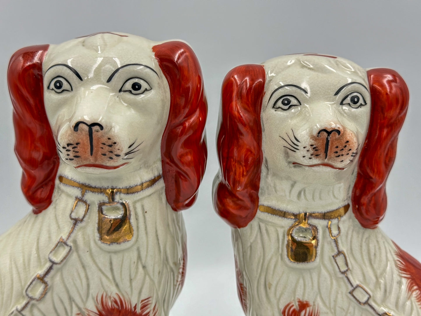 Red & White Staffordshire Dogs with Separate Feet