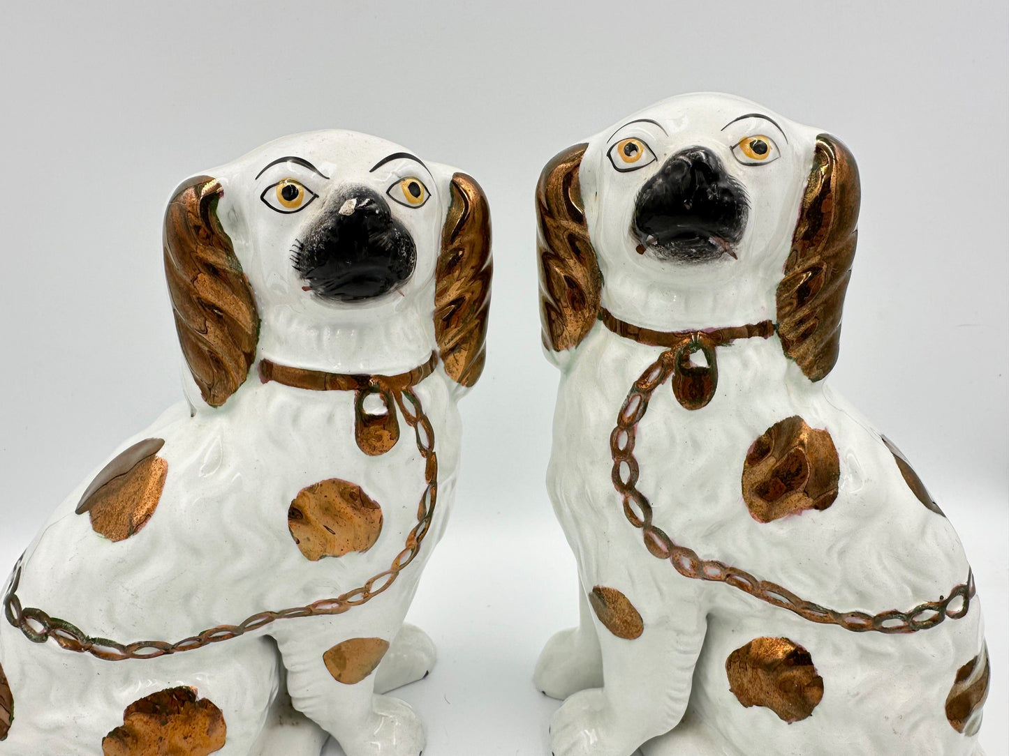 Pair of Copper Lustre Staffordshire Spaniels