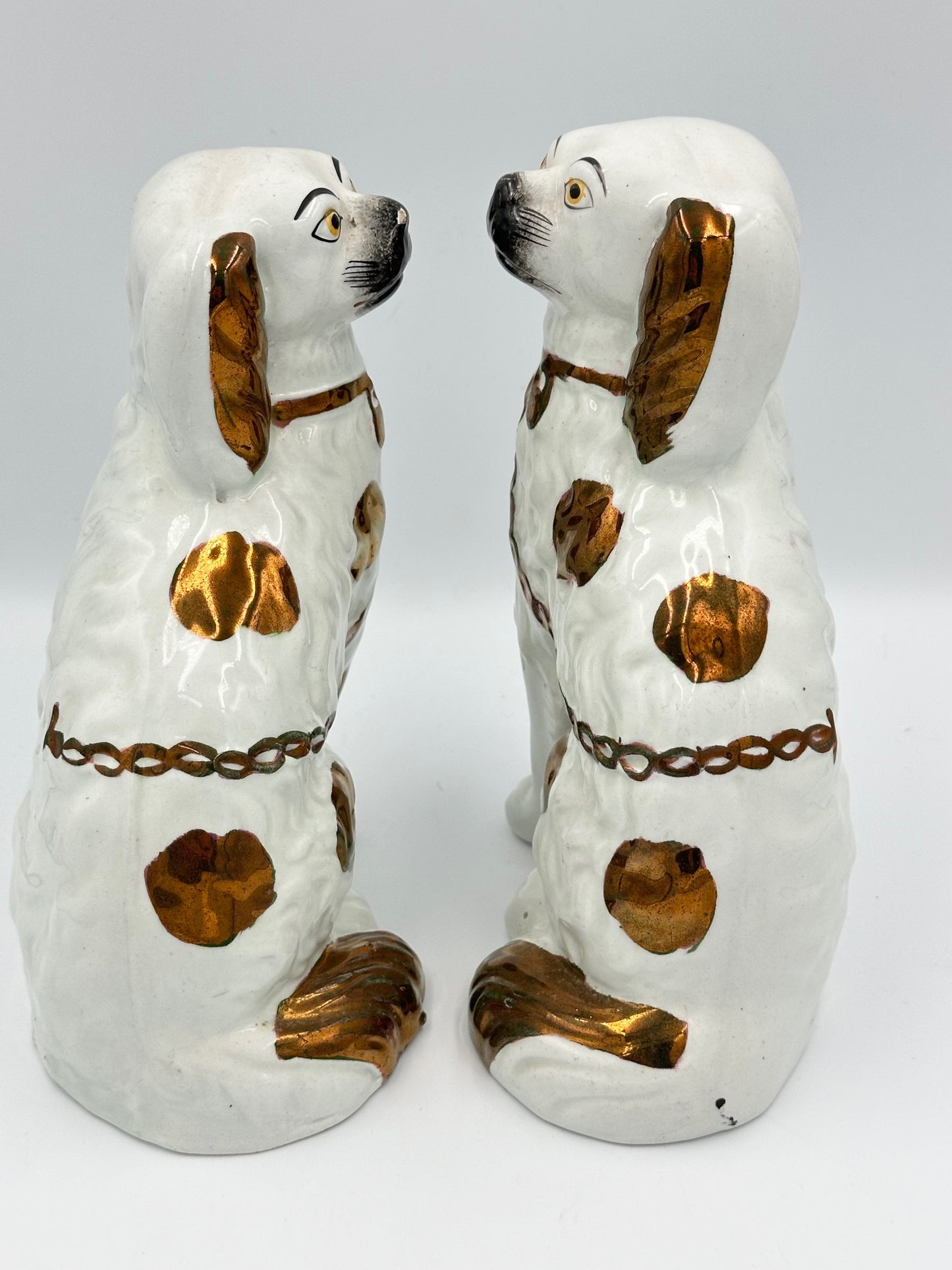 Pair of Copper Lustre Staffordshire Spaniels