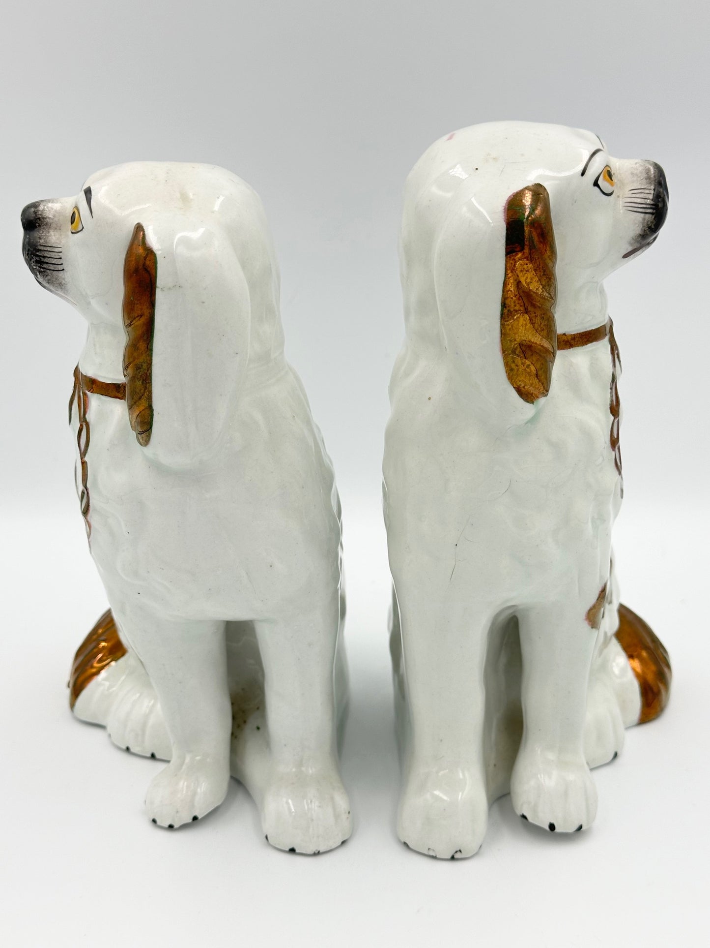 Pair of Copper Lustre Staffordshire Spaniels