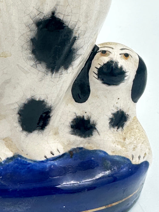 Puppy & Mother Staffordshire Dog on Cobalt Blue Base