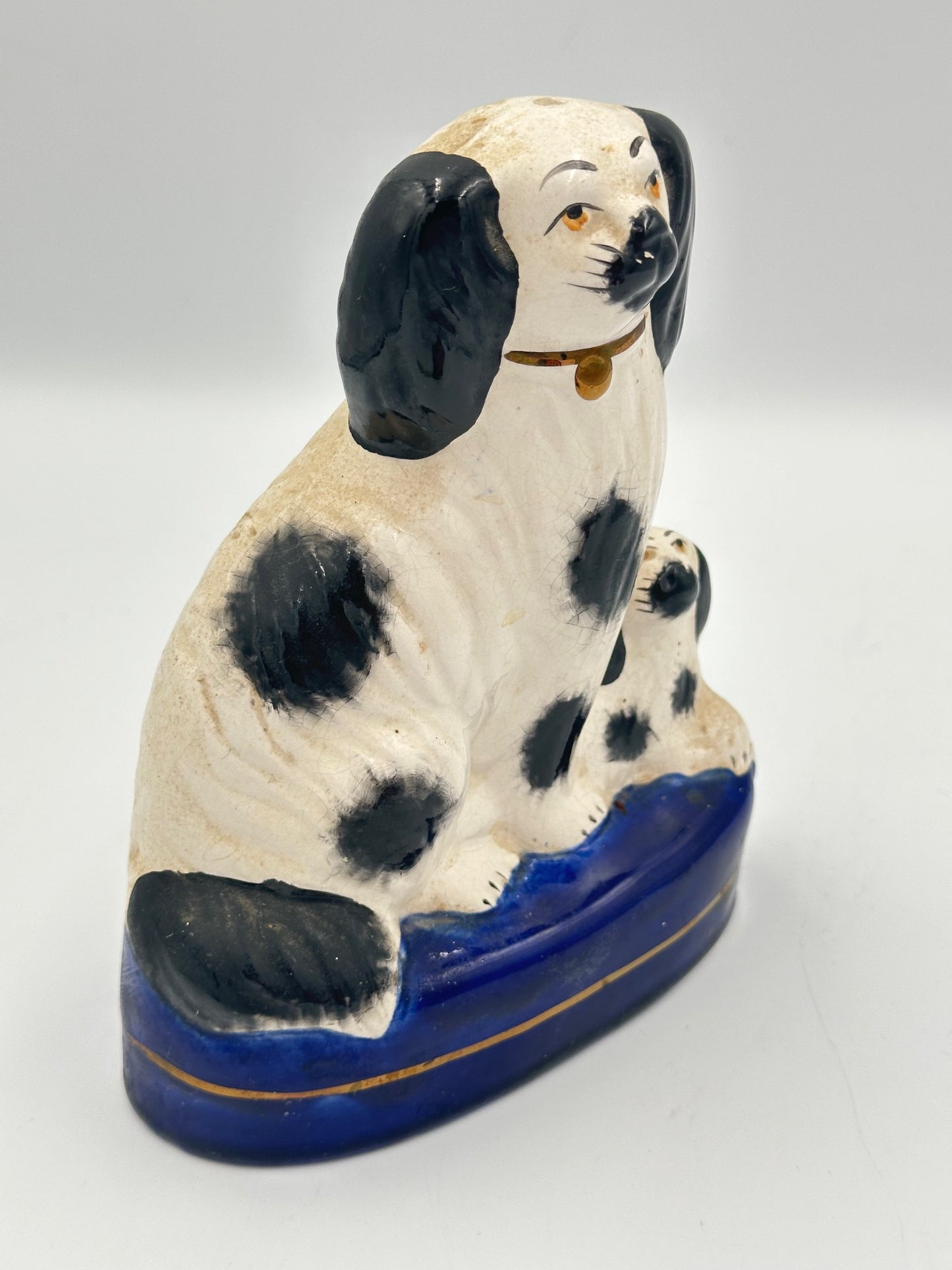 Puppy & Mother Staffordshire Spaniel on a Cobalt Blue Base