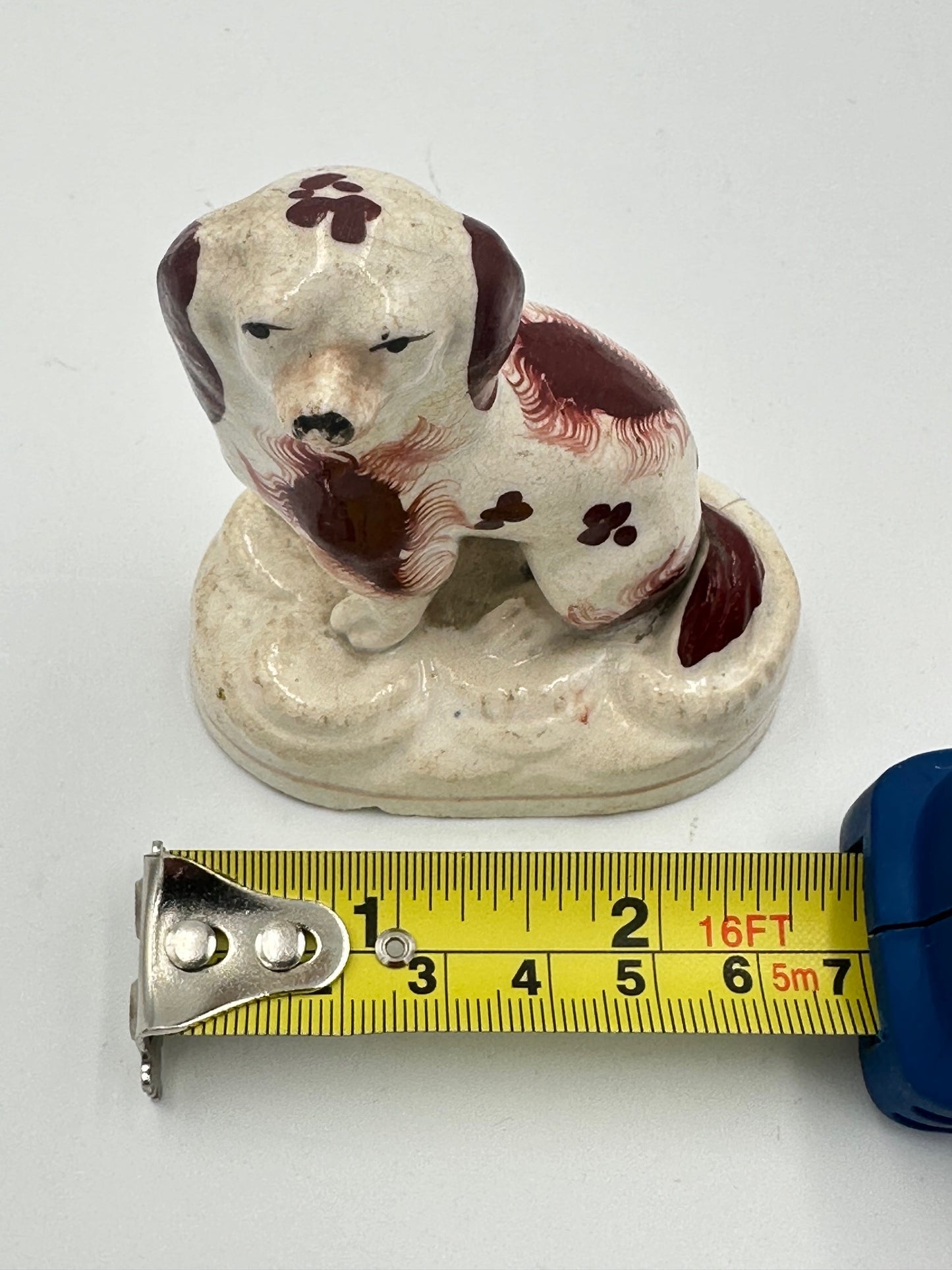 Miniature Mounted Red Pair of Staffordshire Spaniels