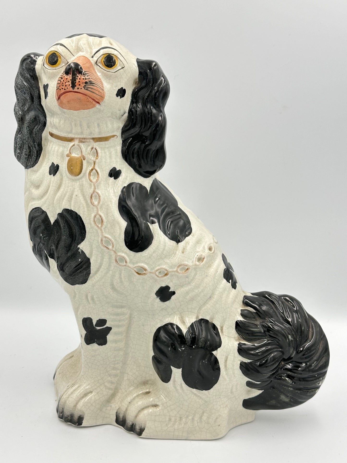 Large Black & White Pair of Staffordshire Dogs