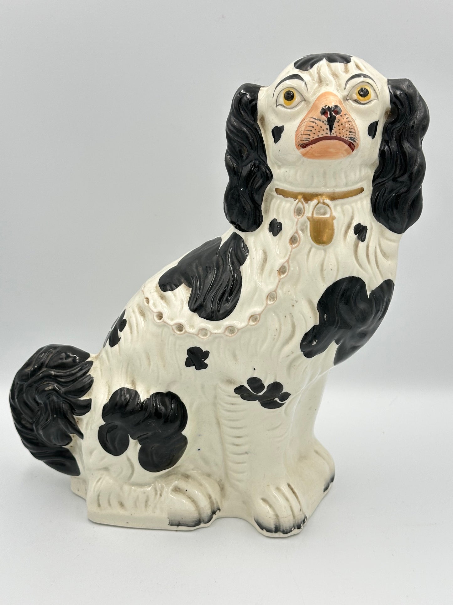 Large Black & White Pair of Staffordshire Dogs