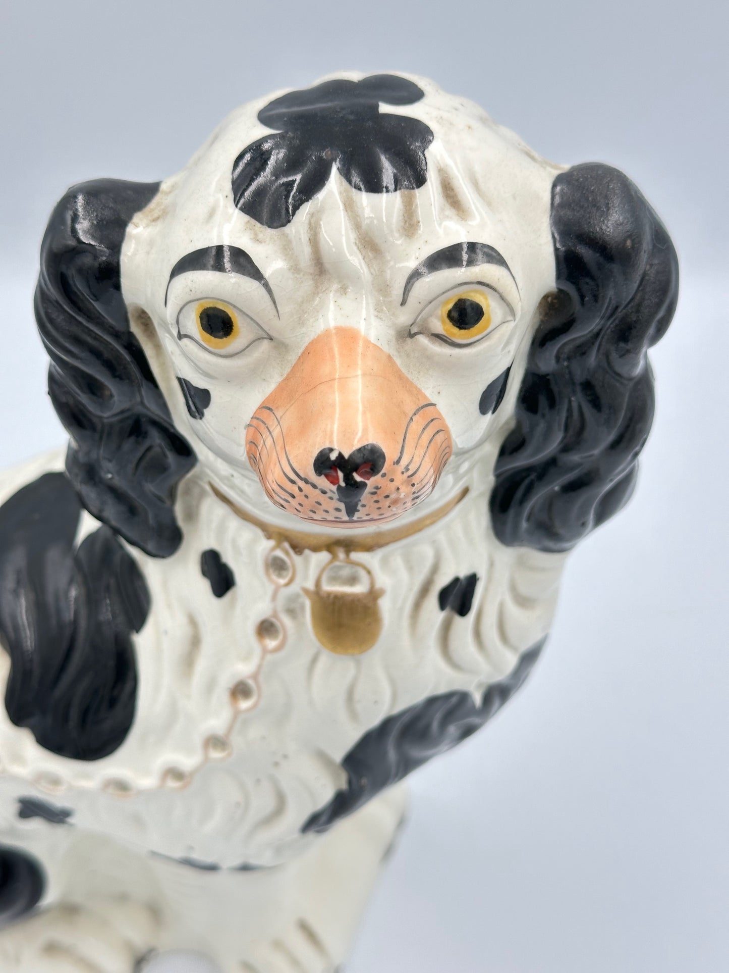 Large Black & White Pair of Staffordshire Dogs