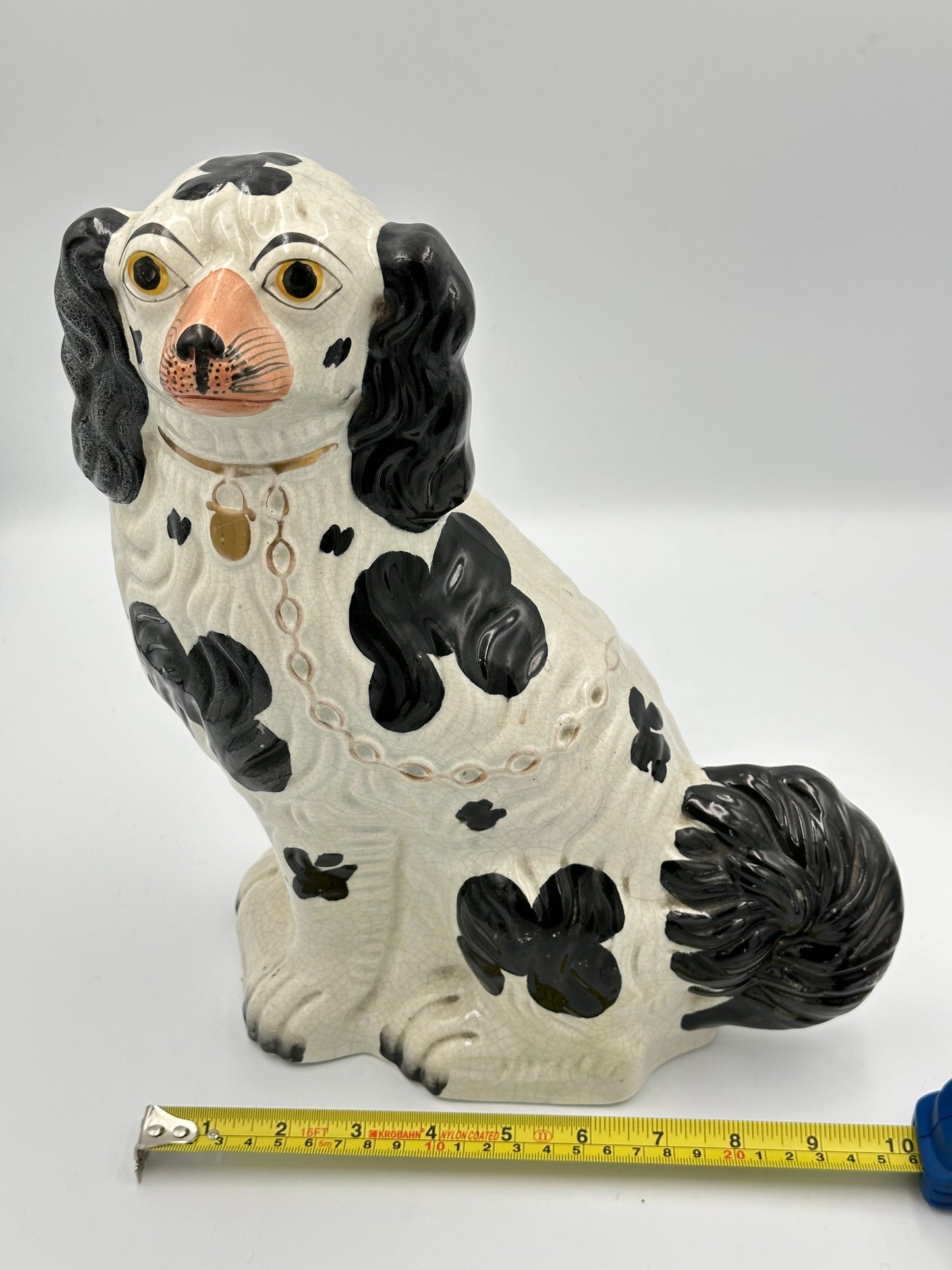 Large Black & White Pair of Staffordshire Dogs