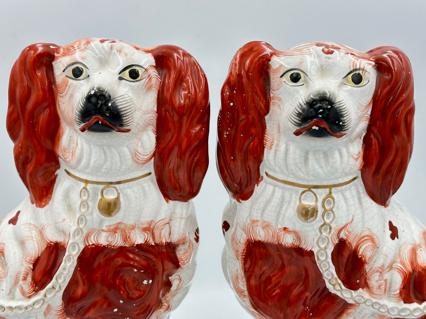 Pair of Large Red and White Staffordshire Spaniels