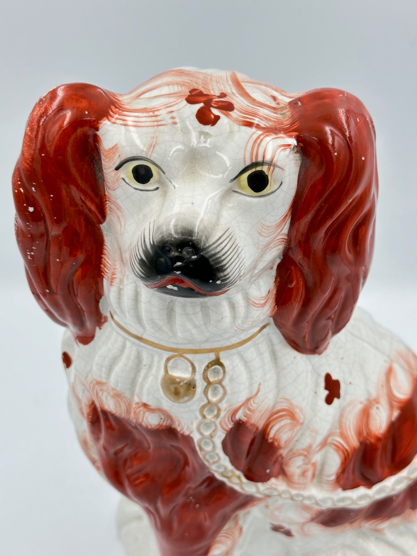 Pair of Large Red and White Staffordshire Spaniels