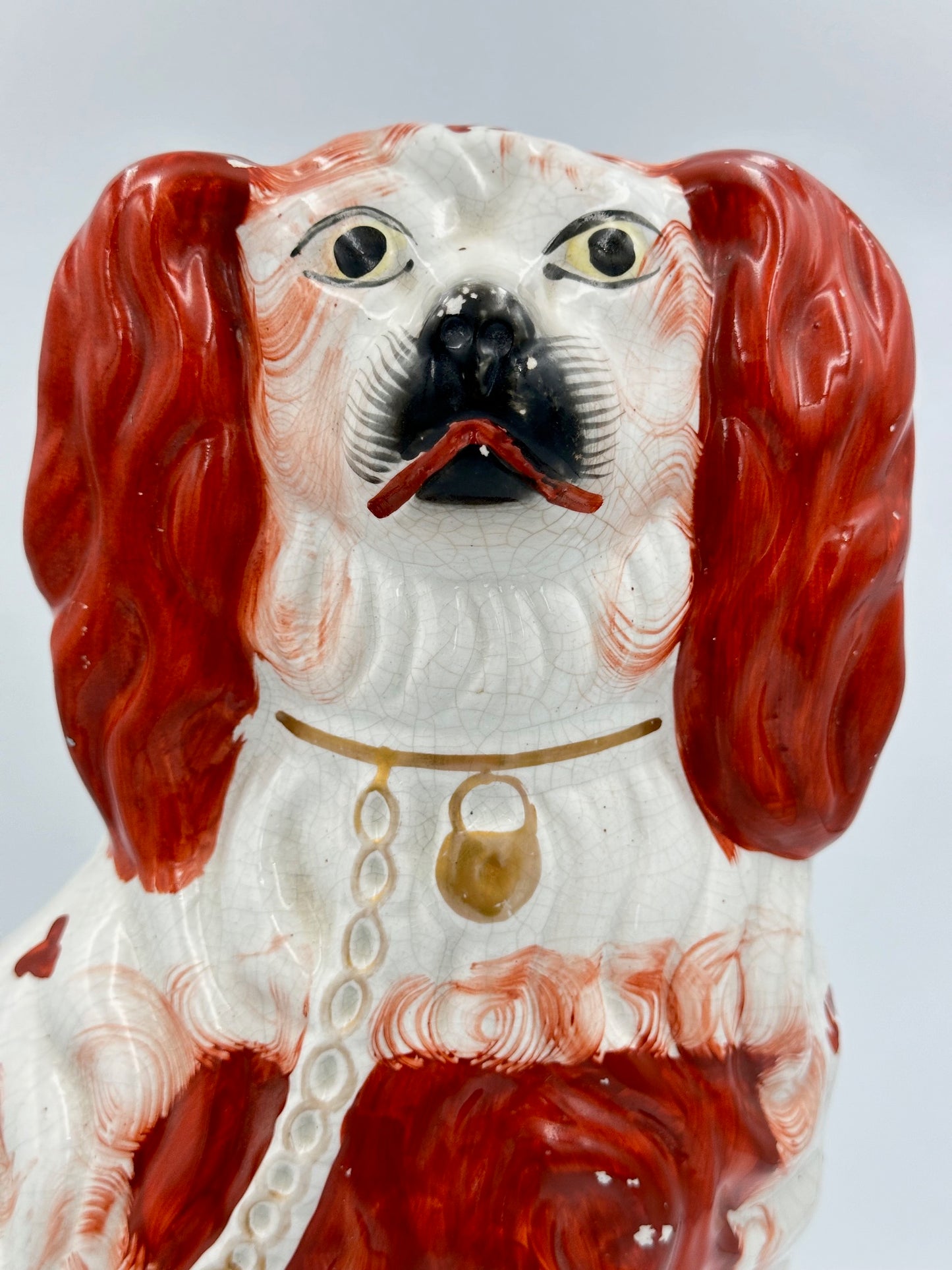 Pair of Large Red and White Staffordshire Spaniels