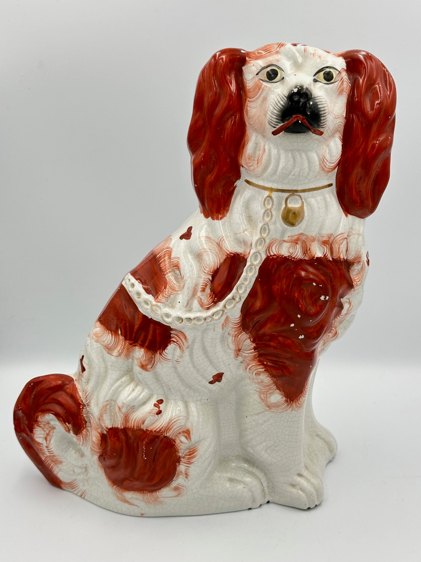 Pair of Large Red and White Staffordshire Spaniels