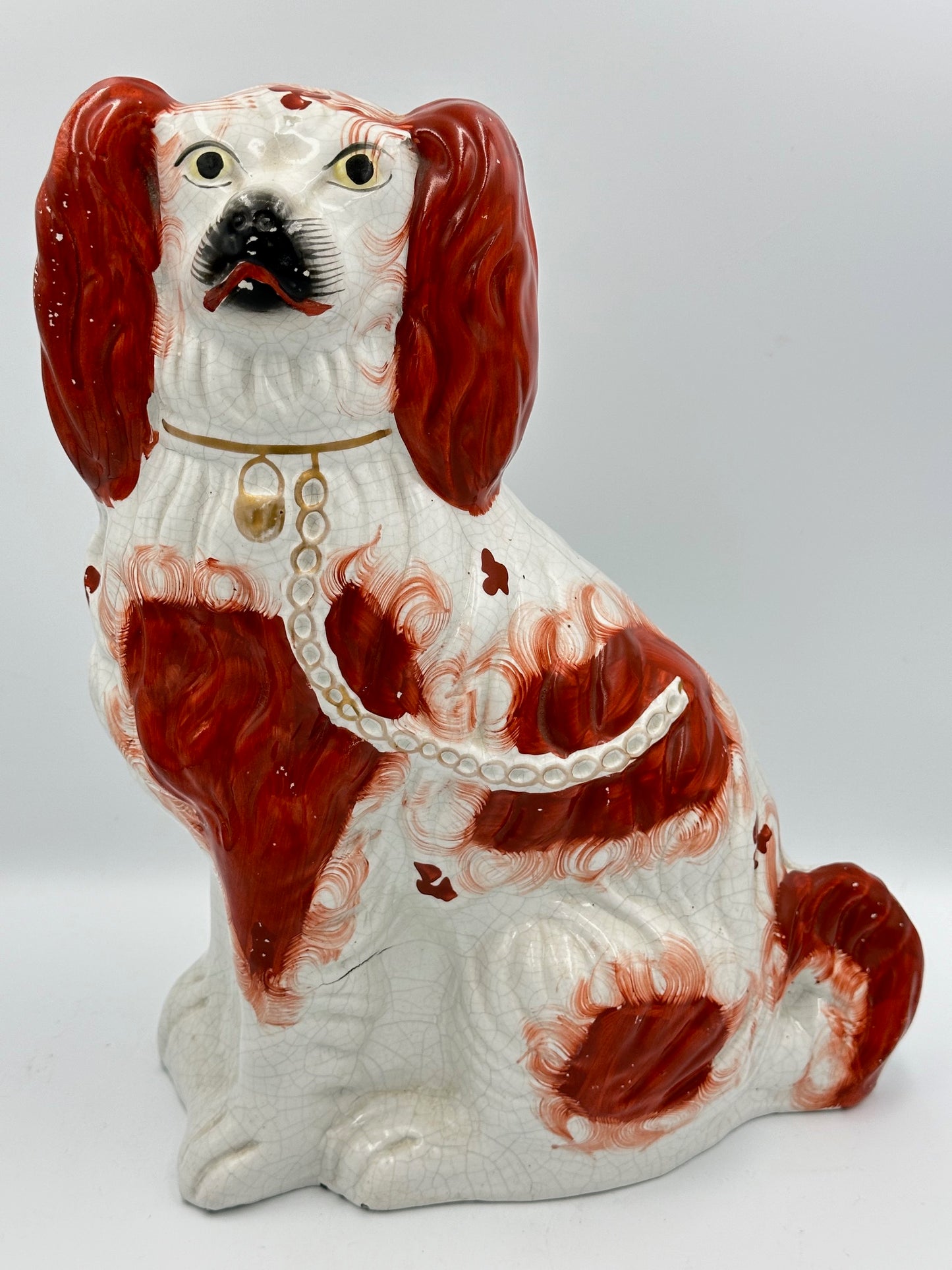 Pair of Large Red and White Staffordshire Spaniels