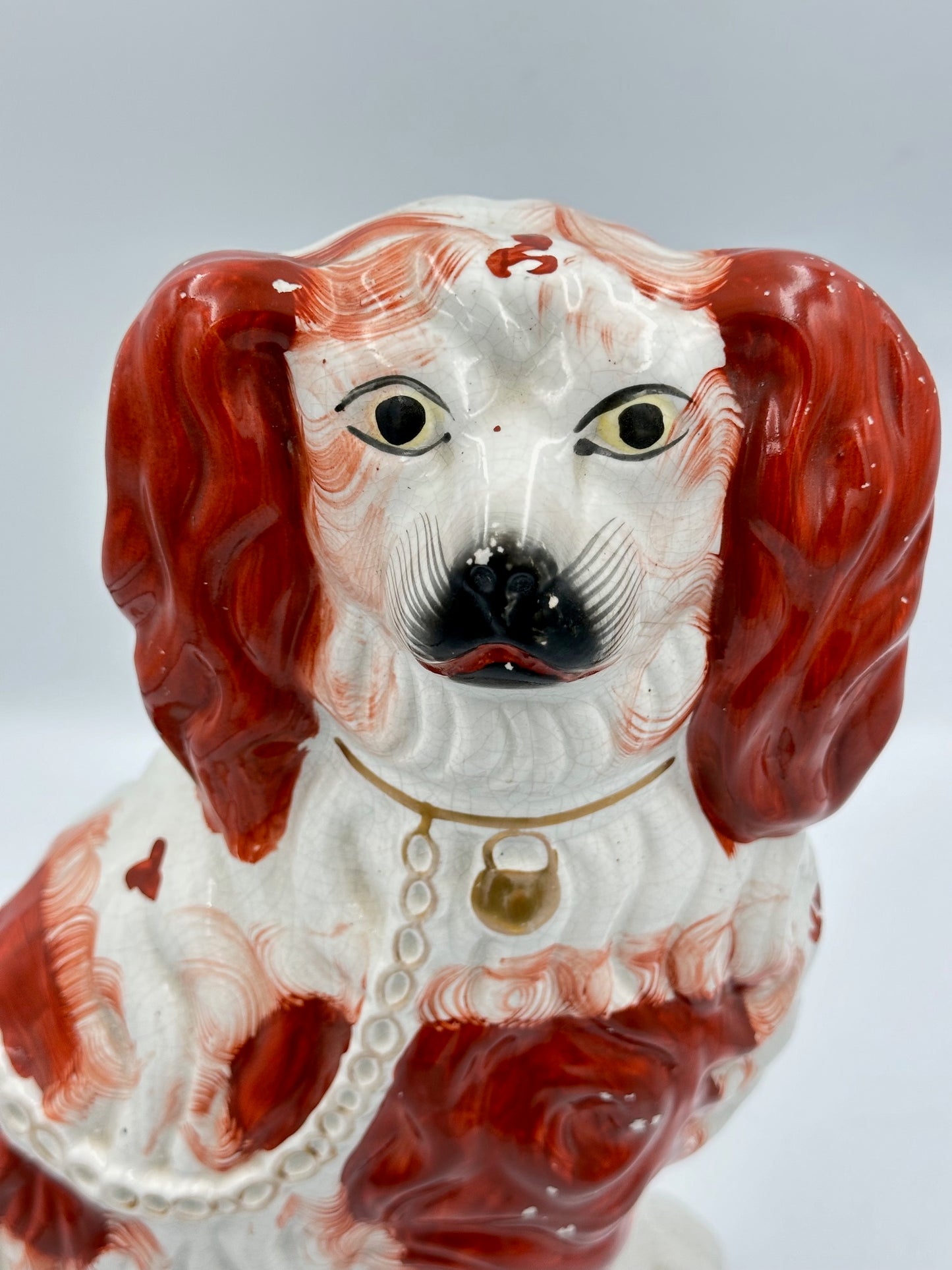 Pair of Large Red and White Staffordshire Spaniels